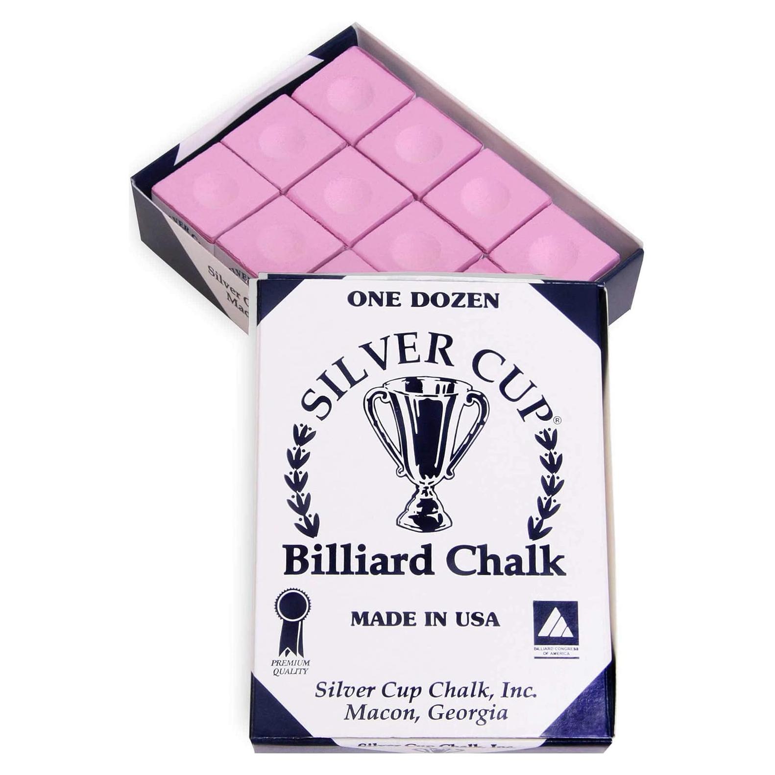 Tiza de Billar Silver Cup Rosa - 12 Cubos
