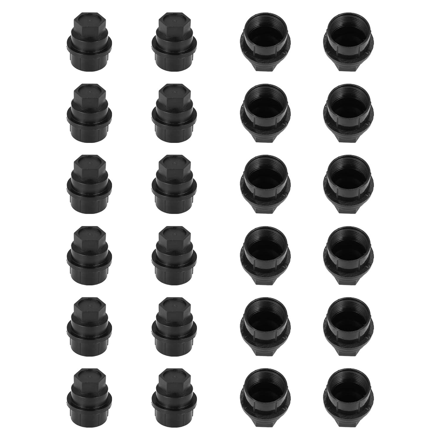 Cubiertas de Tuercas de Rueda X AUTOHAUX 24 Pcs M28x2 Negro