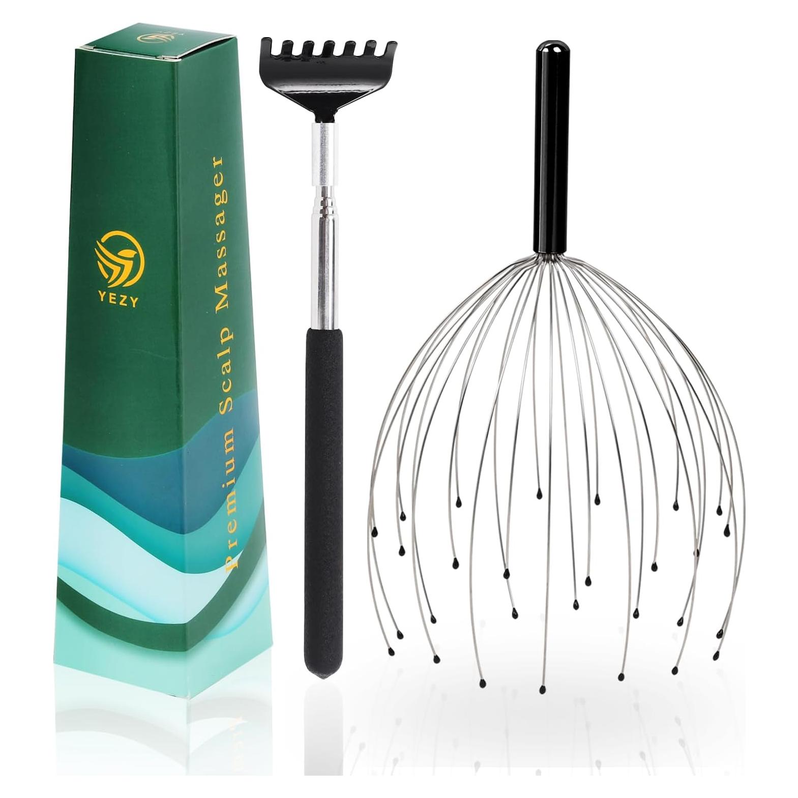 Masajeador de Cabeza YEZY 28 Dedos y Rascaespaldas Negro