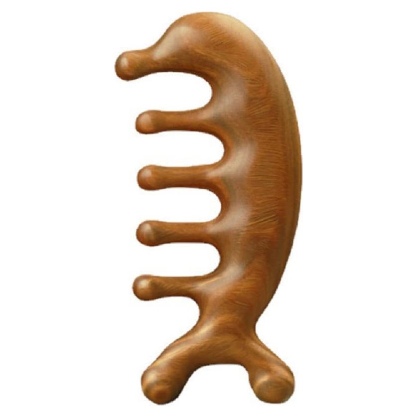 Peine de Gua Sha de Sándalo Verde SAEEYCUE 10x5cm Masajeador