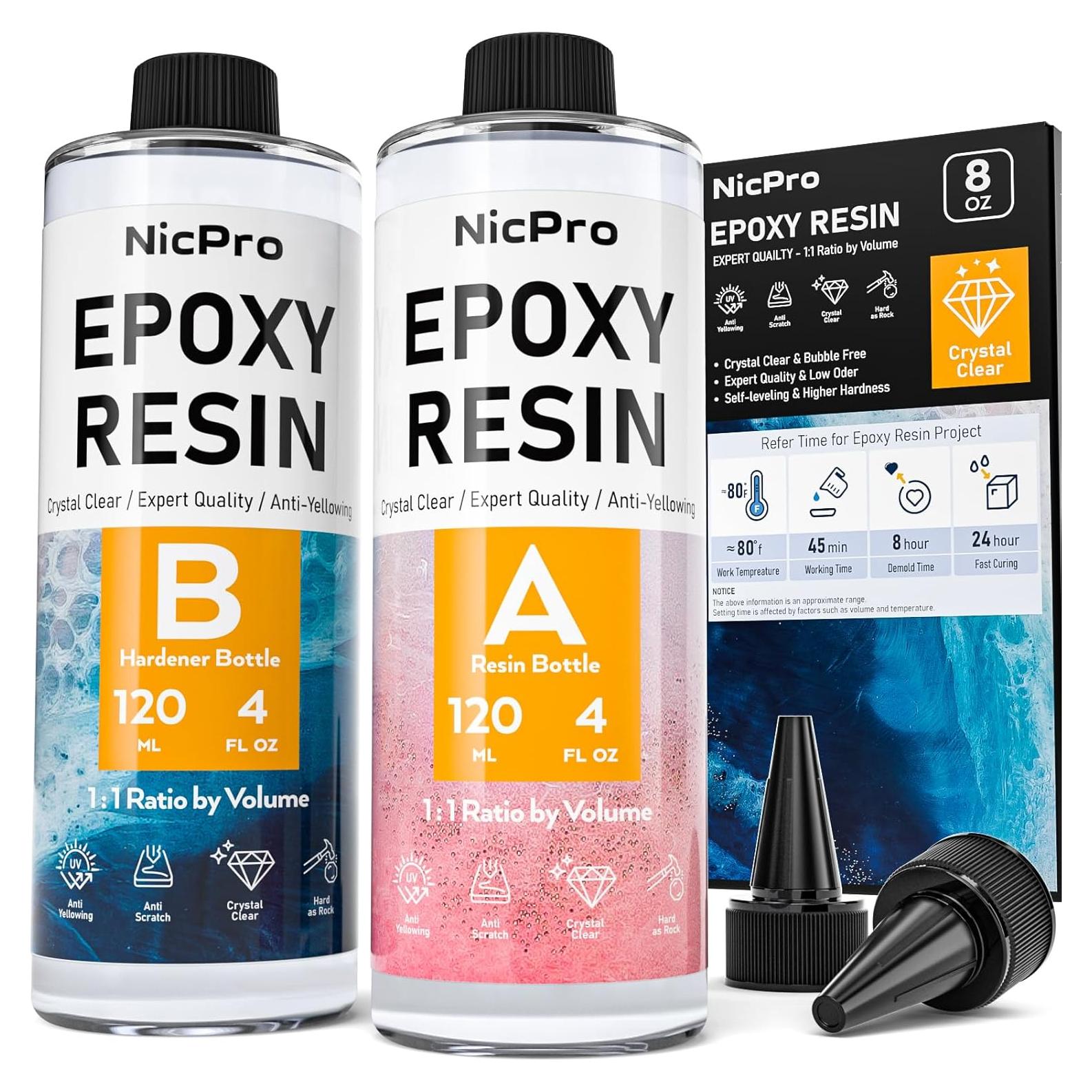 Kit de Resina Epóxica Cristalina 8 Oz Nicpro - Segura para Alimentos