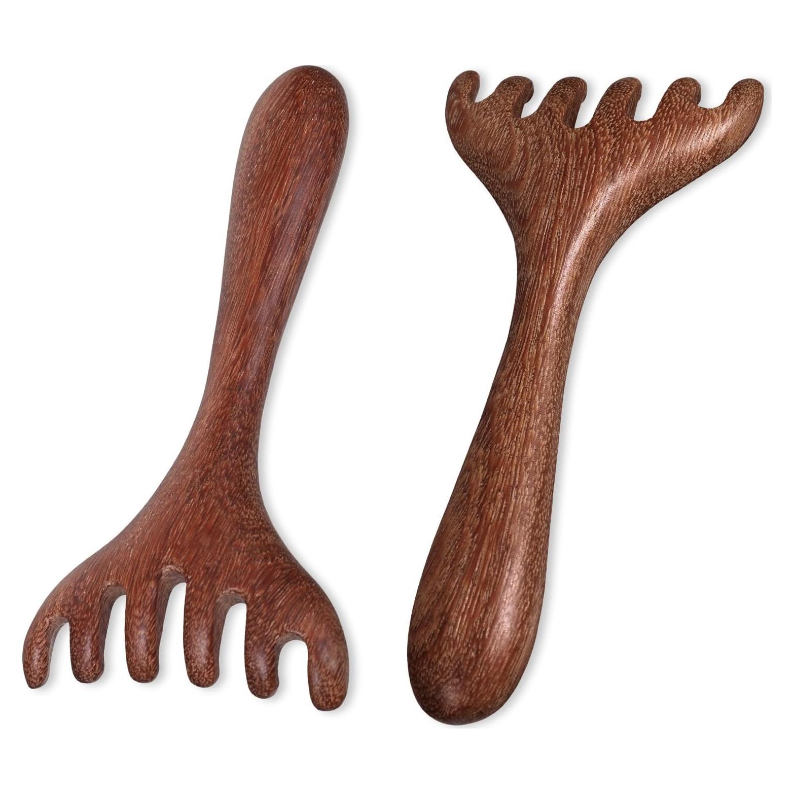Peine de Masaje de Sándalo Hariendny - 2 Pcs, Dientes Anchos