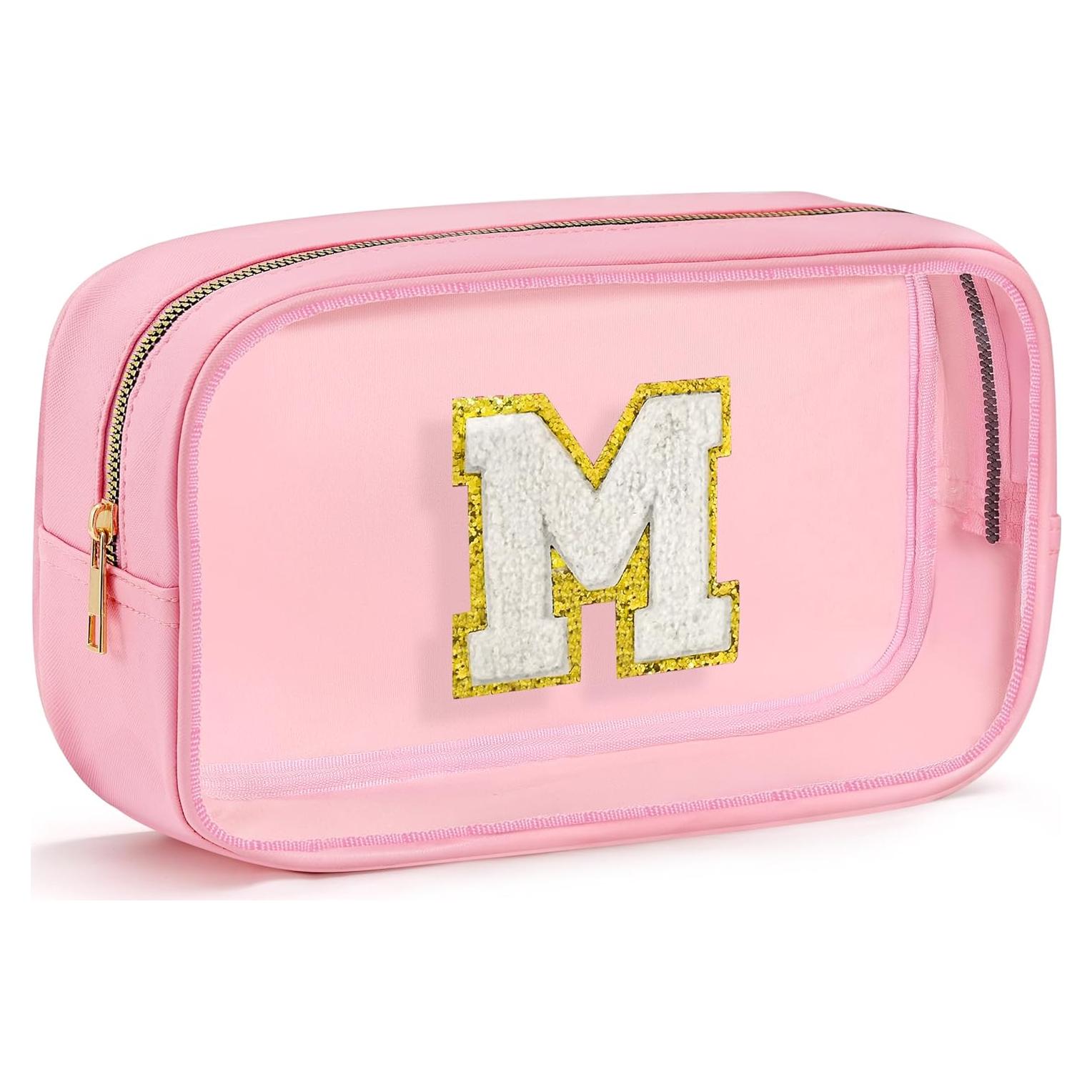 Bolsa de Maquillaje Transparente Rosa M - Multiusos para Mujeres