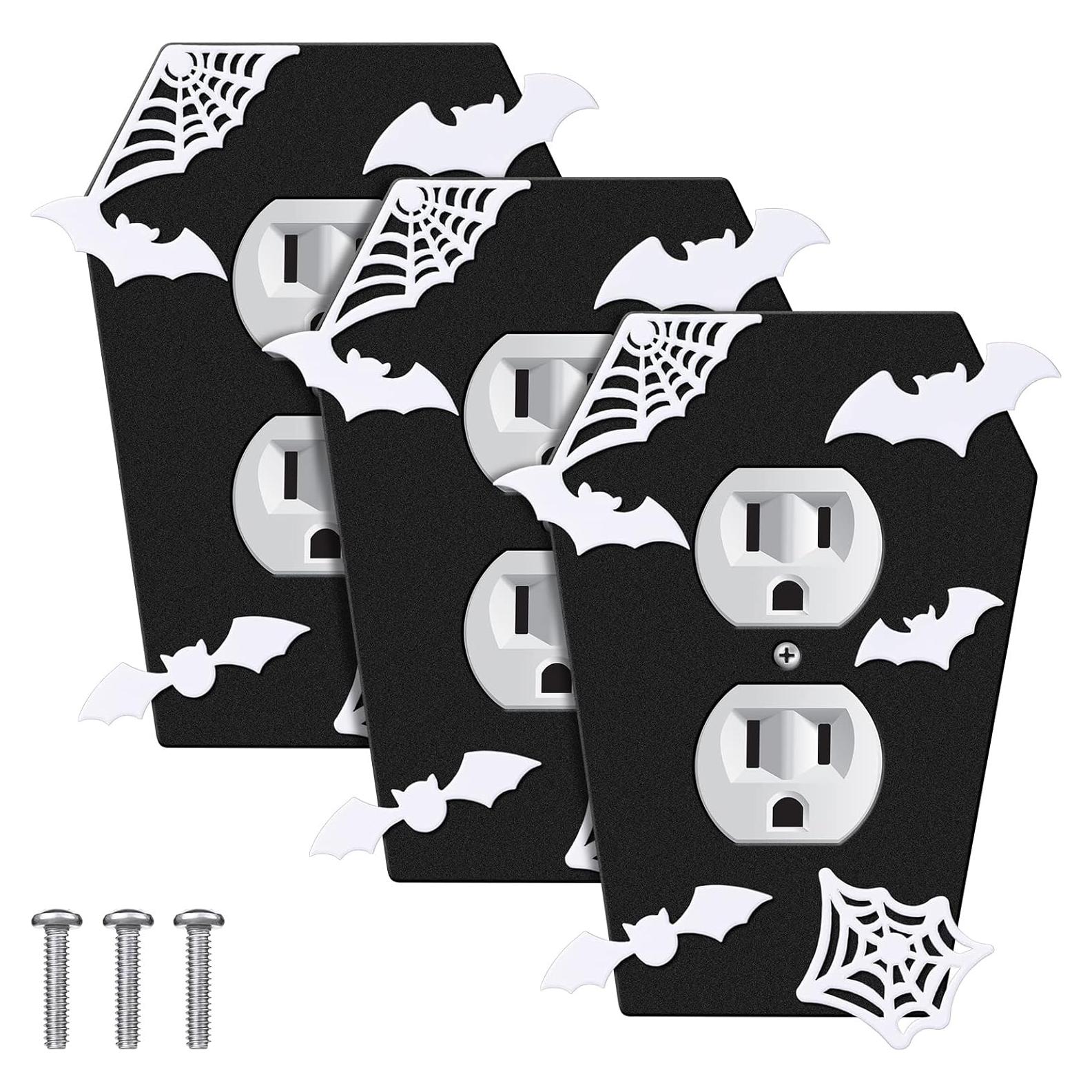 Tapa de Interruptor de Luz Peryiter 3 Piezas Gótica Metal Negra