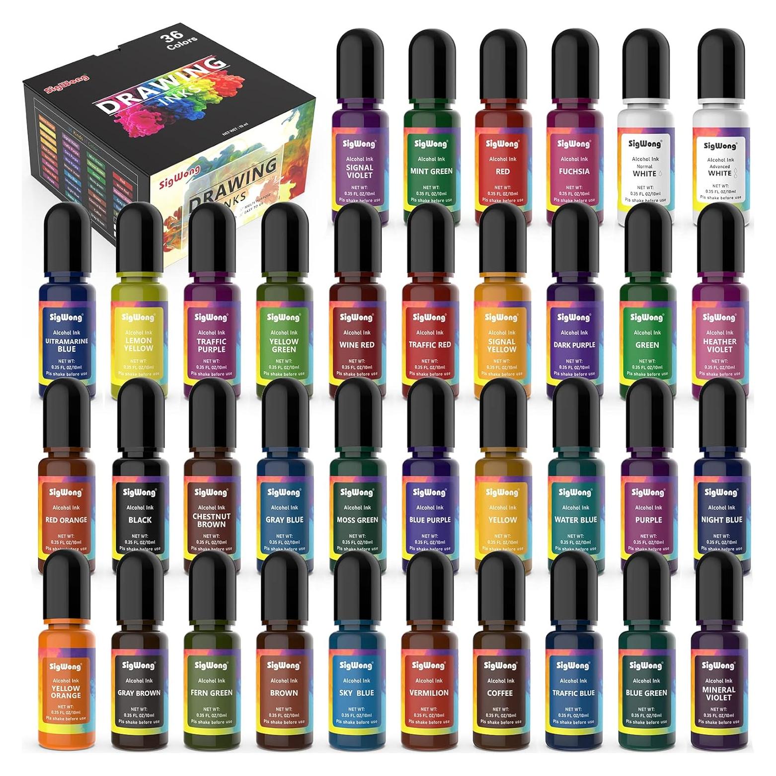 Juego de Tintas de Alcohol SigWong - 36 Colores 10ml