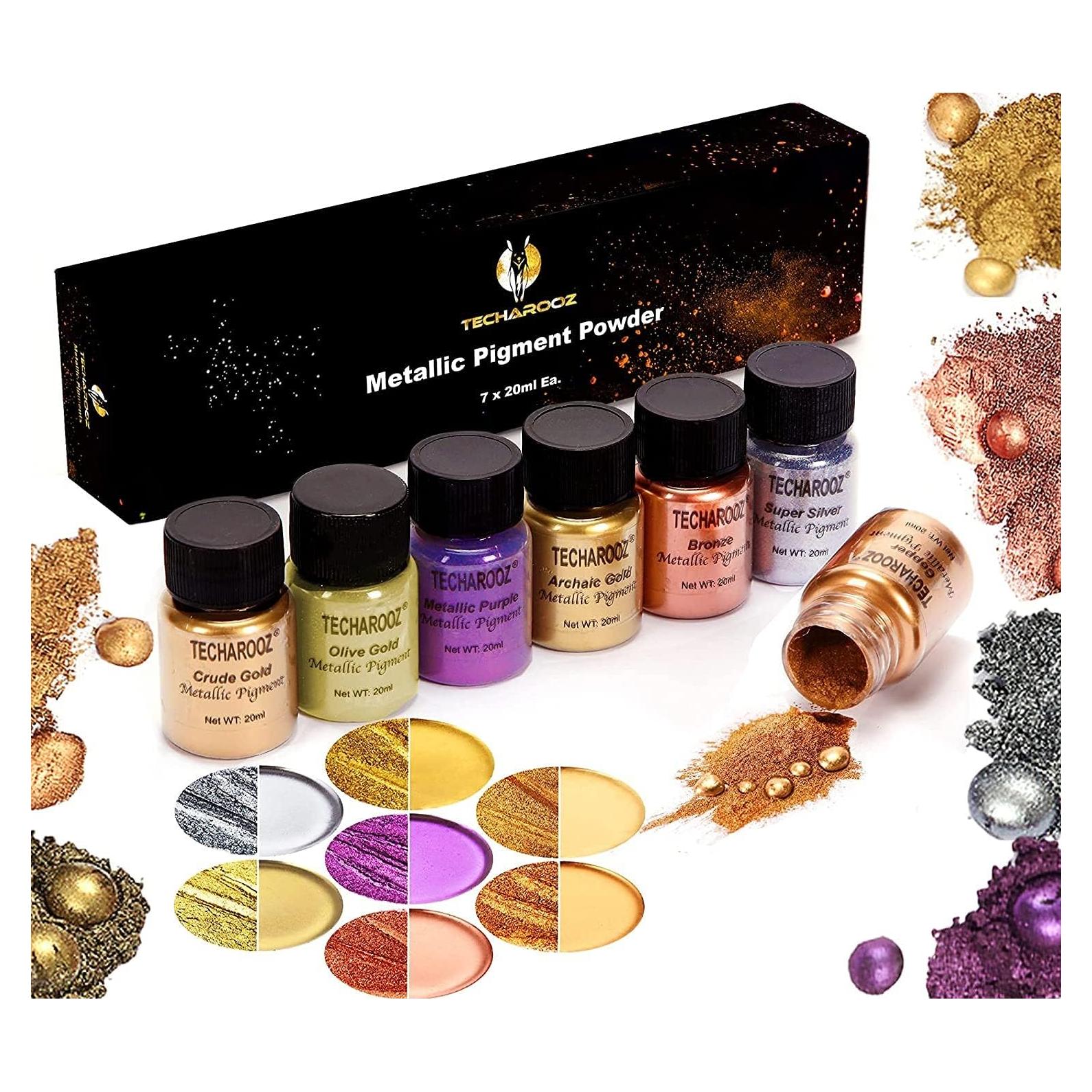TECHAROOZ Polvo de Pigmento Metálico 7x20ml para Manualidades