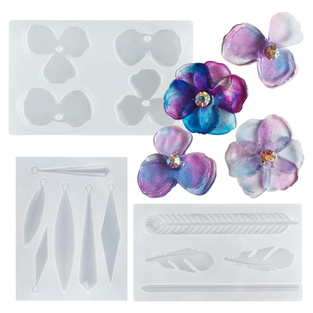 Juego de Moldes de Silicona FUNSHOWCASE para Aretes de Resina