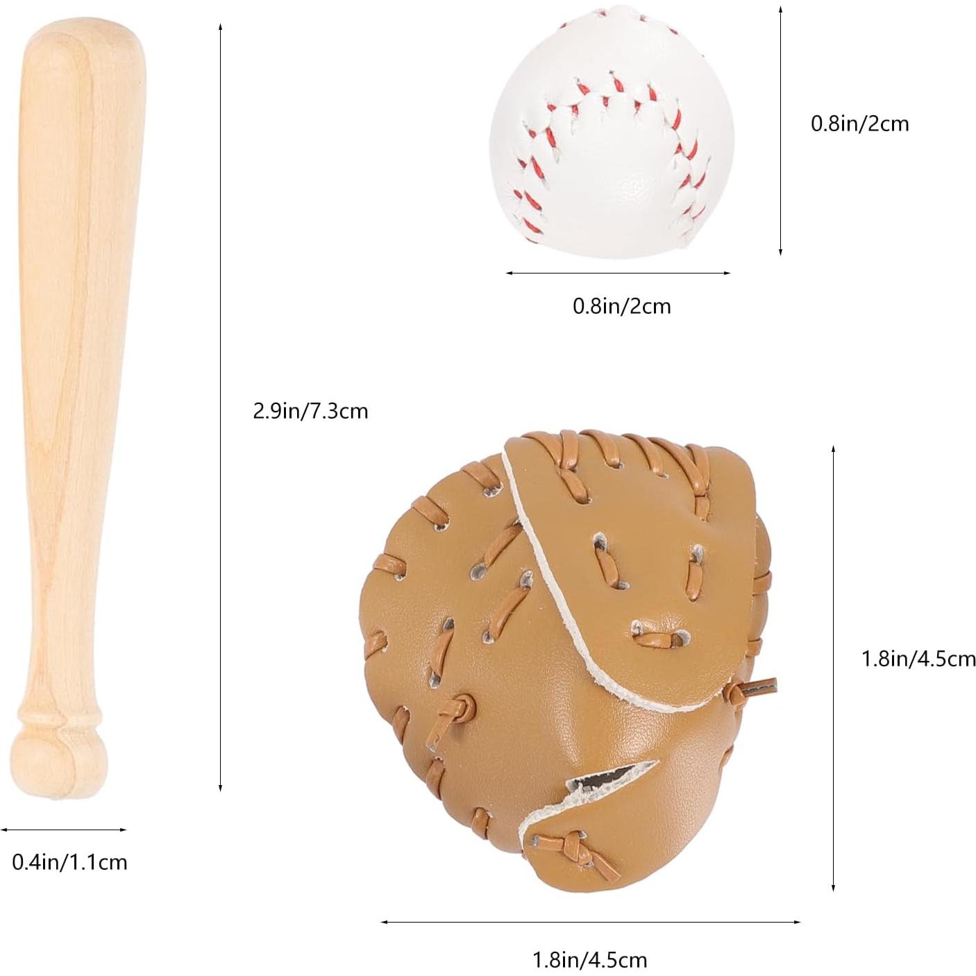 Conjunto de Casa de Muñecas Béisbol Ciieeo 2 Bate Miniatura 2 Pelotas