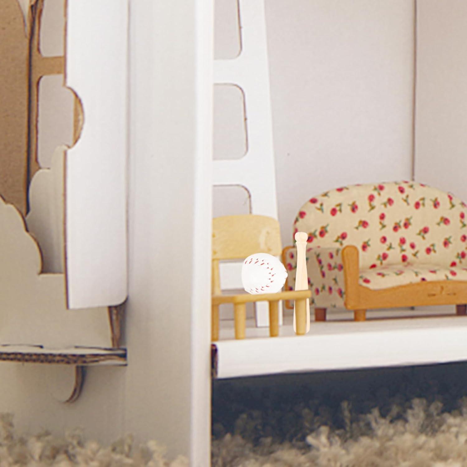 Conjunto de Casa de Muñecas Béisbol Ciieeo 2 Bate Miniatura 2 Pelotas