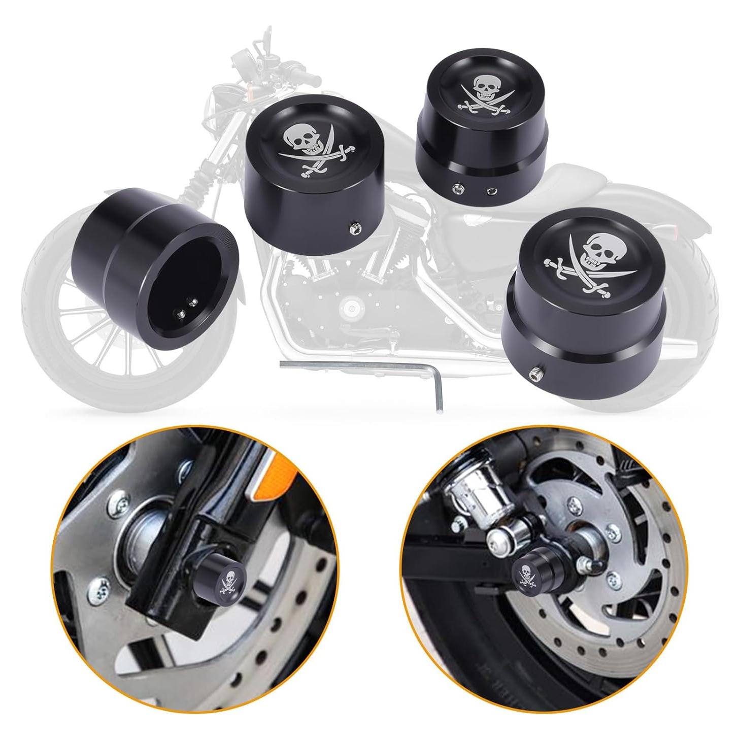 Juego de 4 Cubiertas de Tuerca de Eje Bravema para Harley