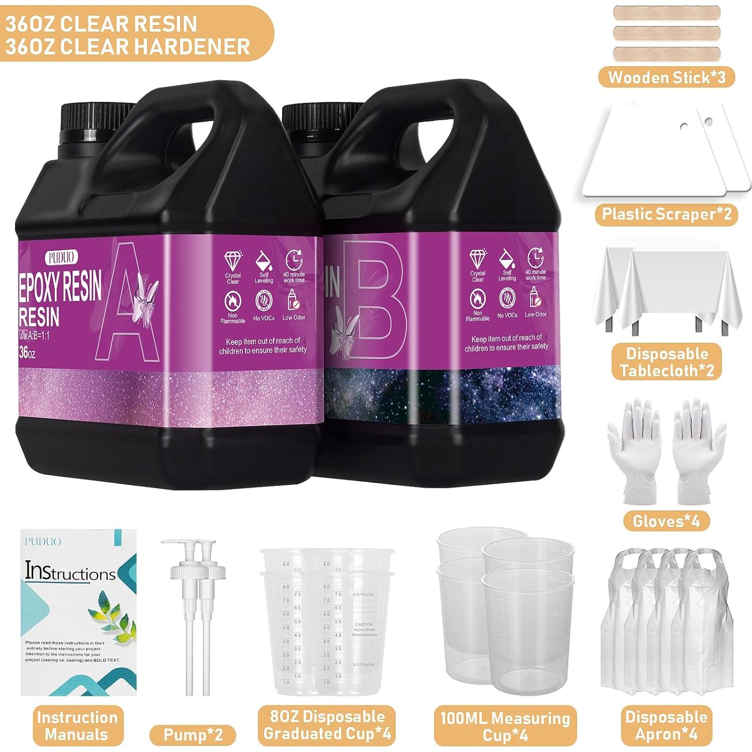 Kit de Resina Epóxica Puduo 2041ml, Cristalina, Anti-Amarillenta