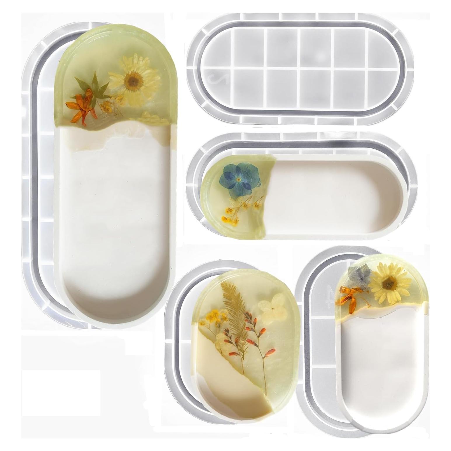 Juego de 5 Moldes de Silicona Ovalados AOEDEO - 30.48 a 14.48 cm