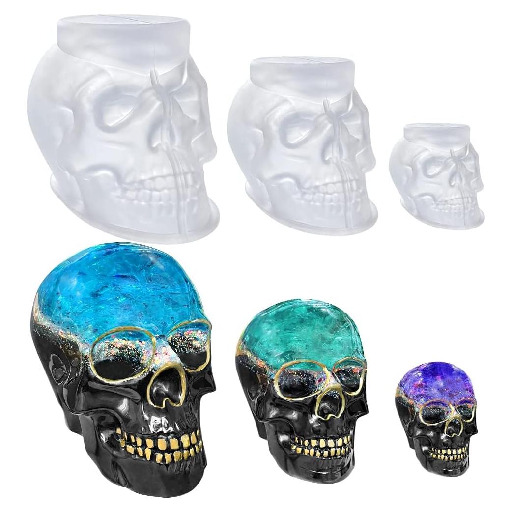 Juego de Moldes de Silicona Calavera 3D ResinWorld - 3 Tamaños