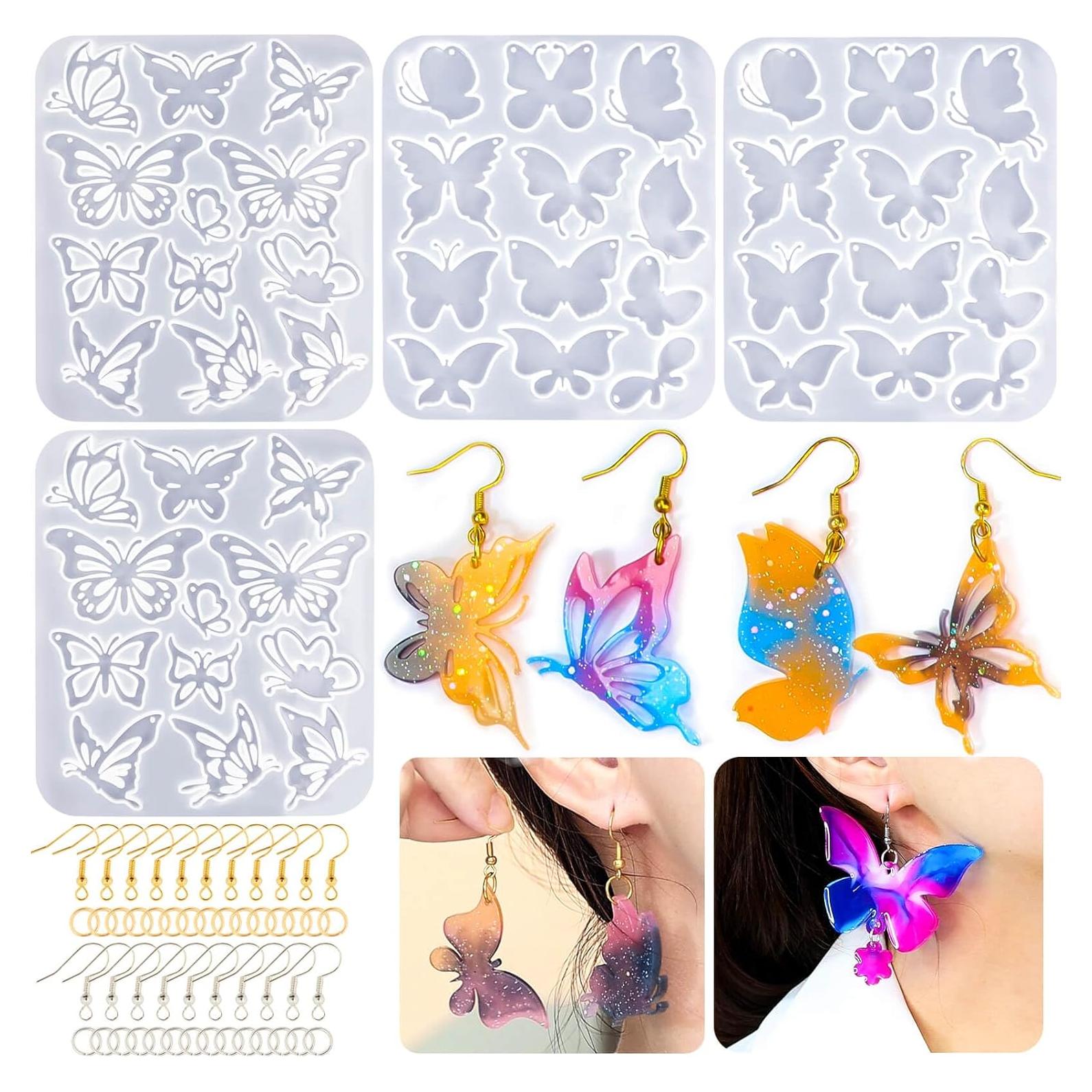 Kit de Moldes de Aretes de Resina Mariposa JHYlilia 204 Piezas