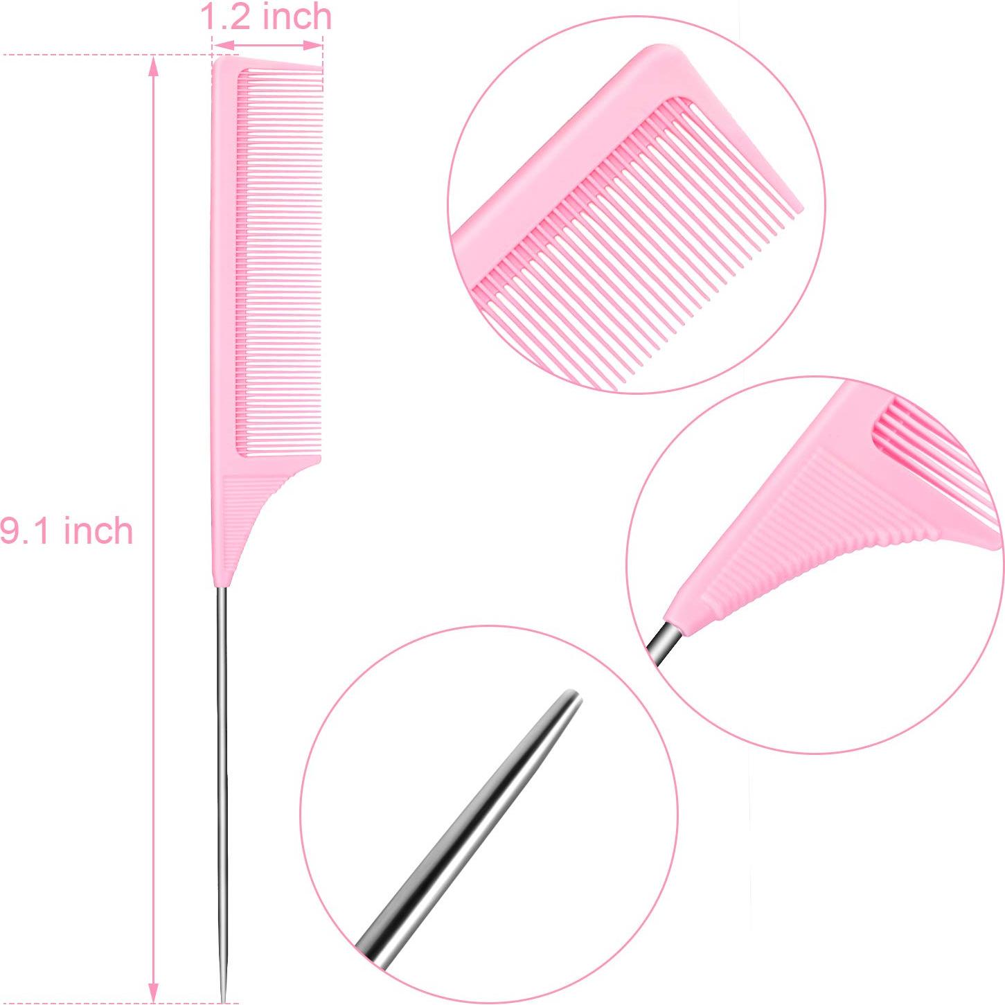 3 Peines de Cola de Rata Leinuosen 23 cm Fibra de Carbono Rosa