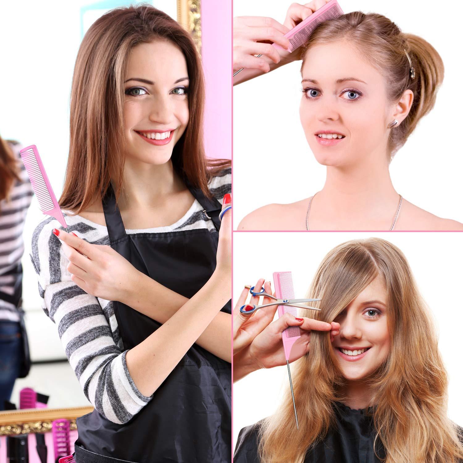 3 Peines de Cola de Rata Leinuosen 23 cm Fibra de Carbono Rosa