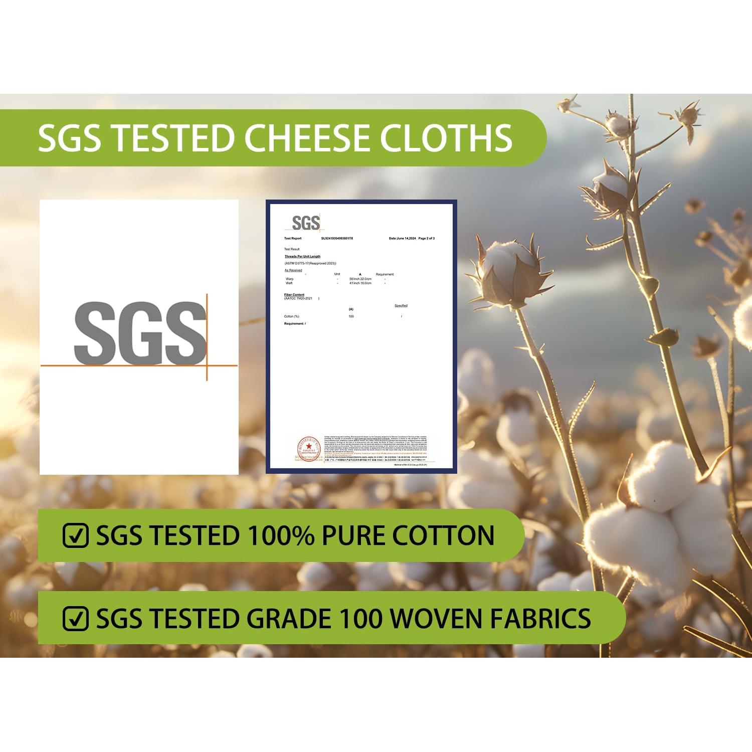 Paños de Queso Olicity 20x20 cm, 100% Algodón Orgánico - 2 Piezas