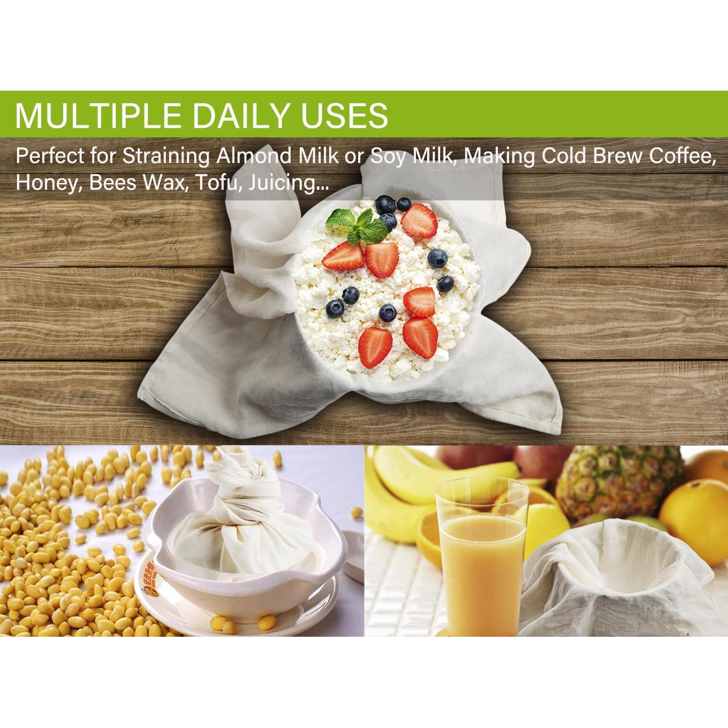 Paños de Queso Olicity 20x20 cm, 100% Algodón Orgánico - 2 Piezas