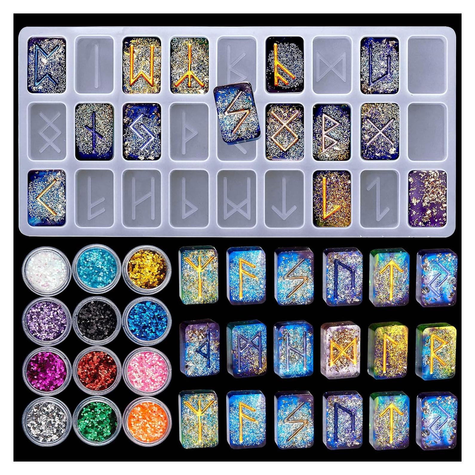 Molde de Silicona para Resina Rúnica Patelai con Lentejuelas