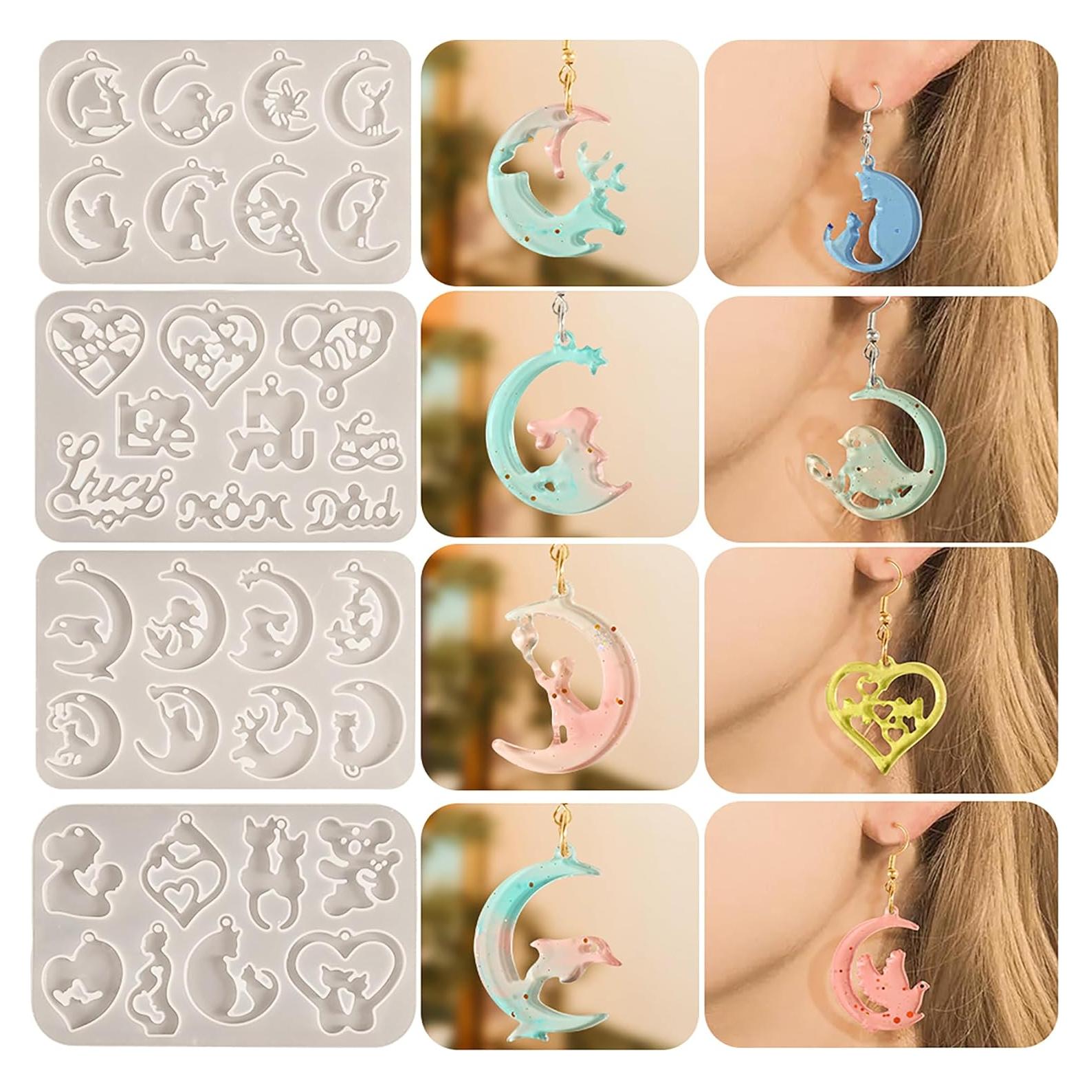 Moldes de Silicona ESEENS para Pendientes - 4 Piezas Animales