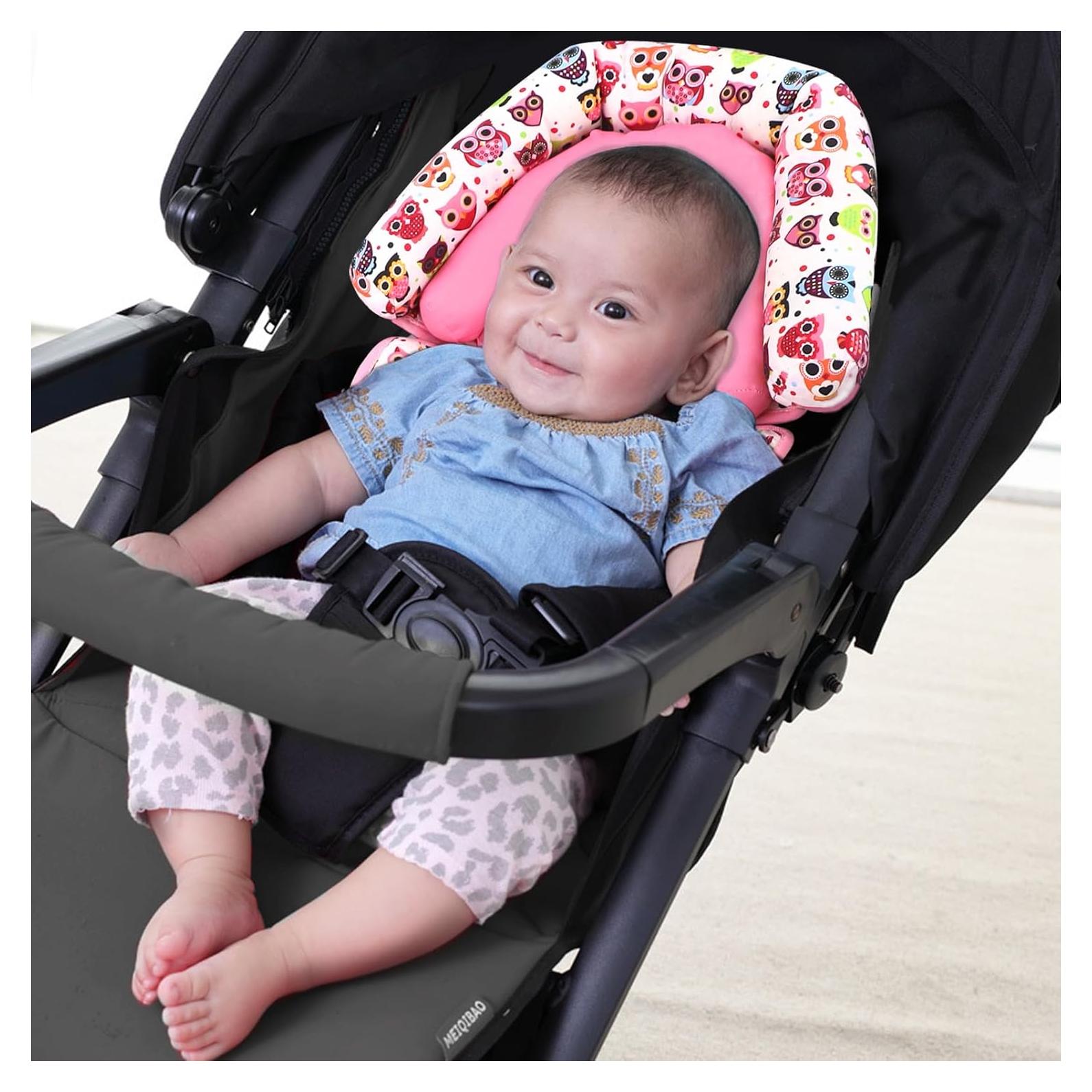 KAKIBLIN Almohada Soporte Cabeza Bebé Auto Rosa 41x37x7cm