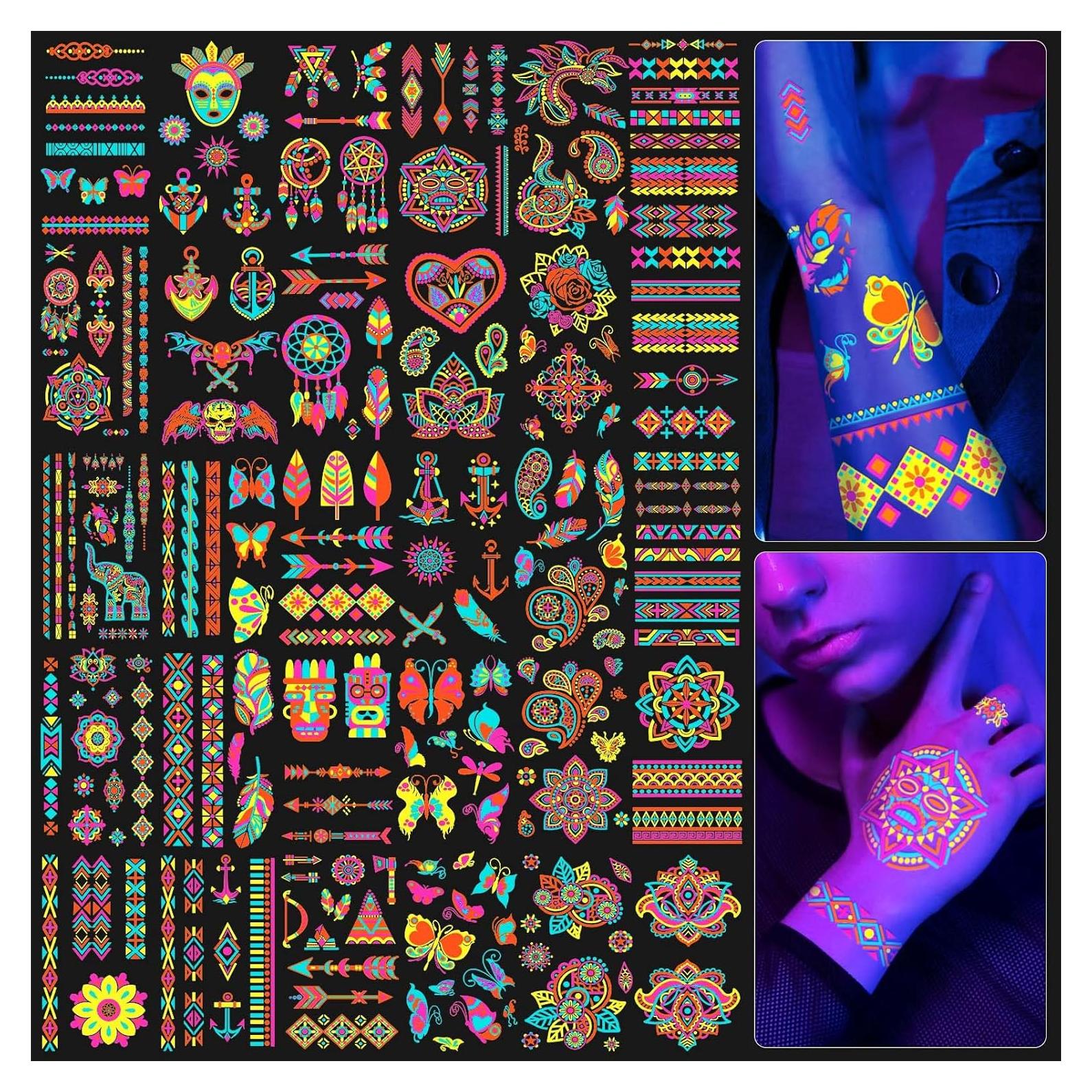 Tatuajes Temporales Brillantes SOOVSY 32 Hojas 21x15cm