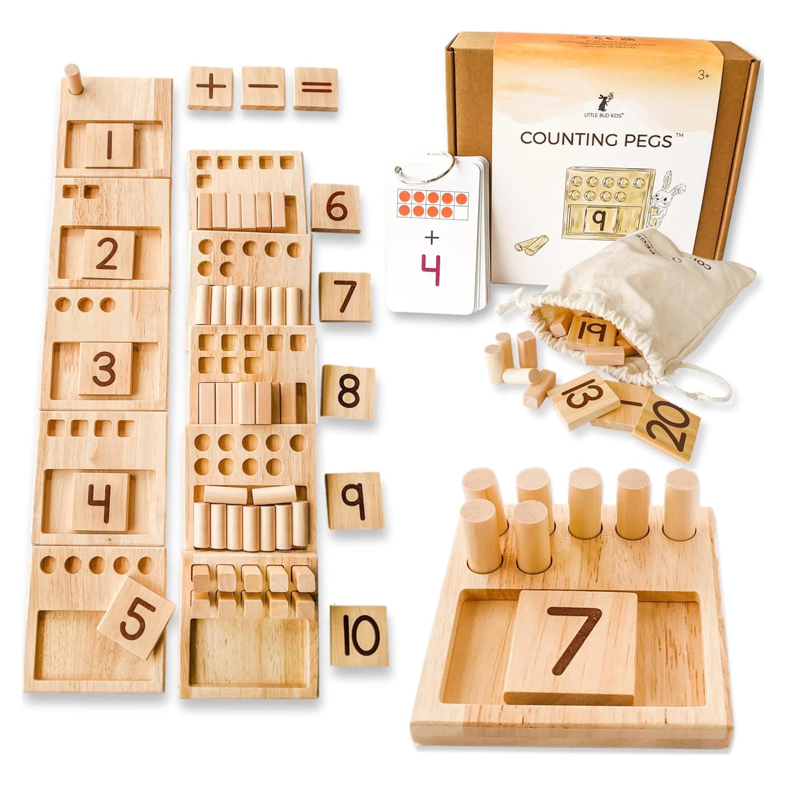 Juego de Matemáticas Montessori Little Bud Kids - Pegs de Contar