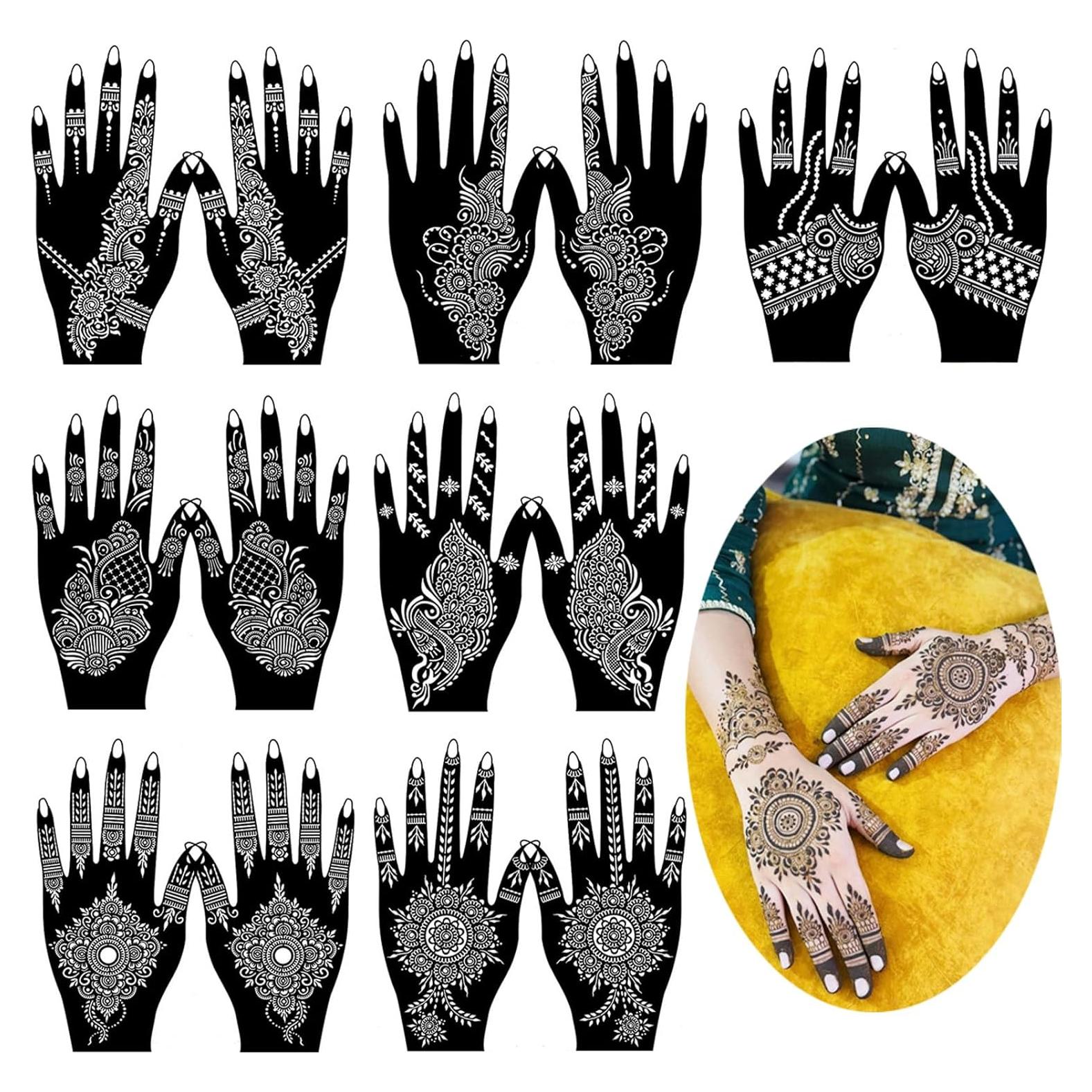 Kit de Plantillas de Tatuajes de Henna QSTOHENA - 14 Hojas