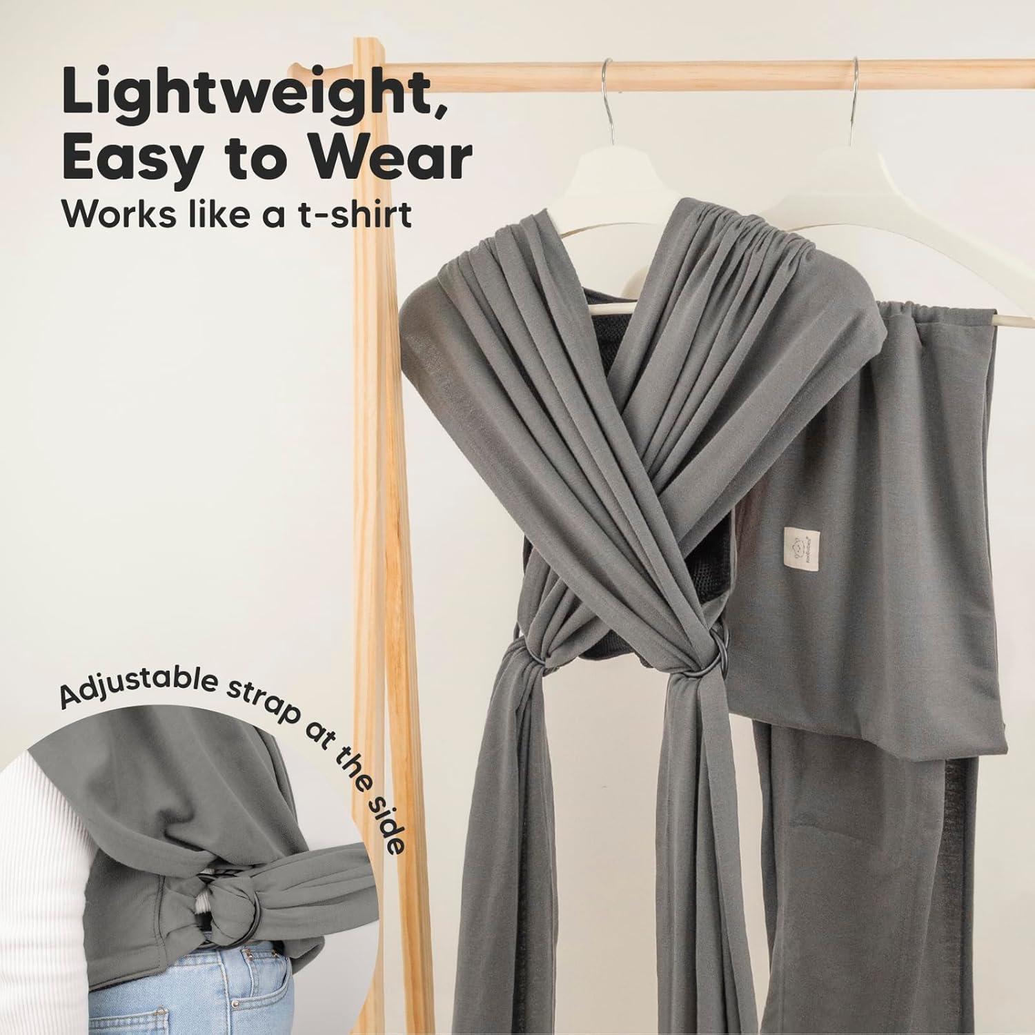 Fular Portabebés D-Lite KeaBabies Grafito - Ajustable 3.18 a 19.96 kg