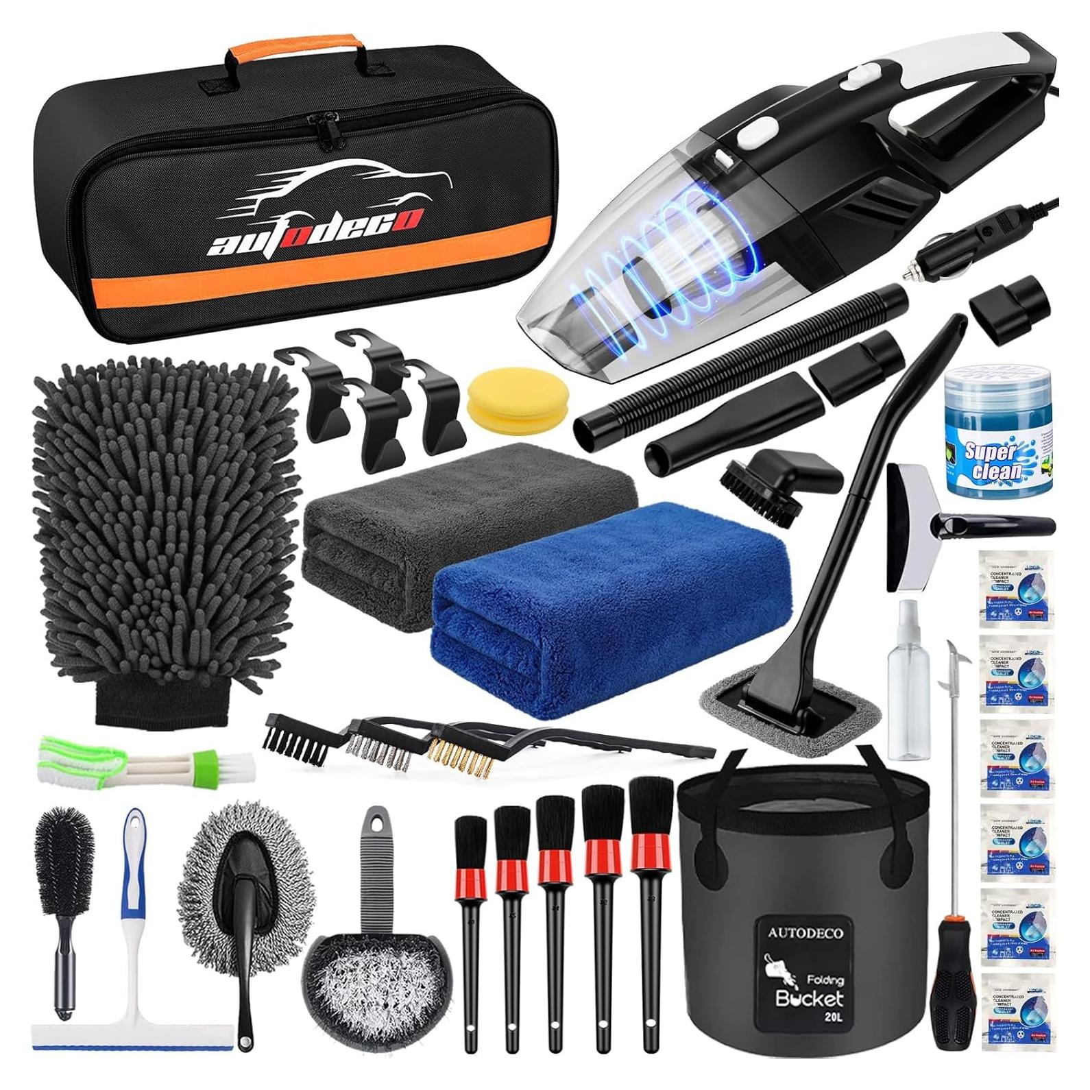 Kit de Limpieza de Coche AUTODECO 41 Piezas con Aspiradora