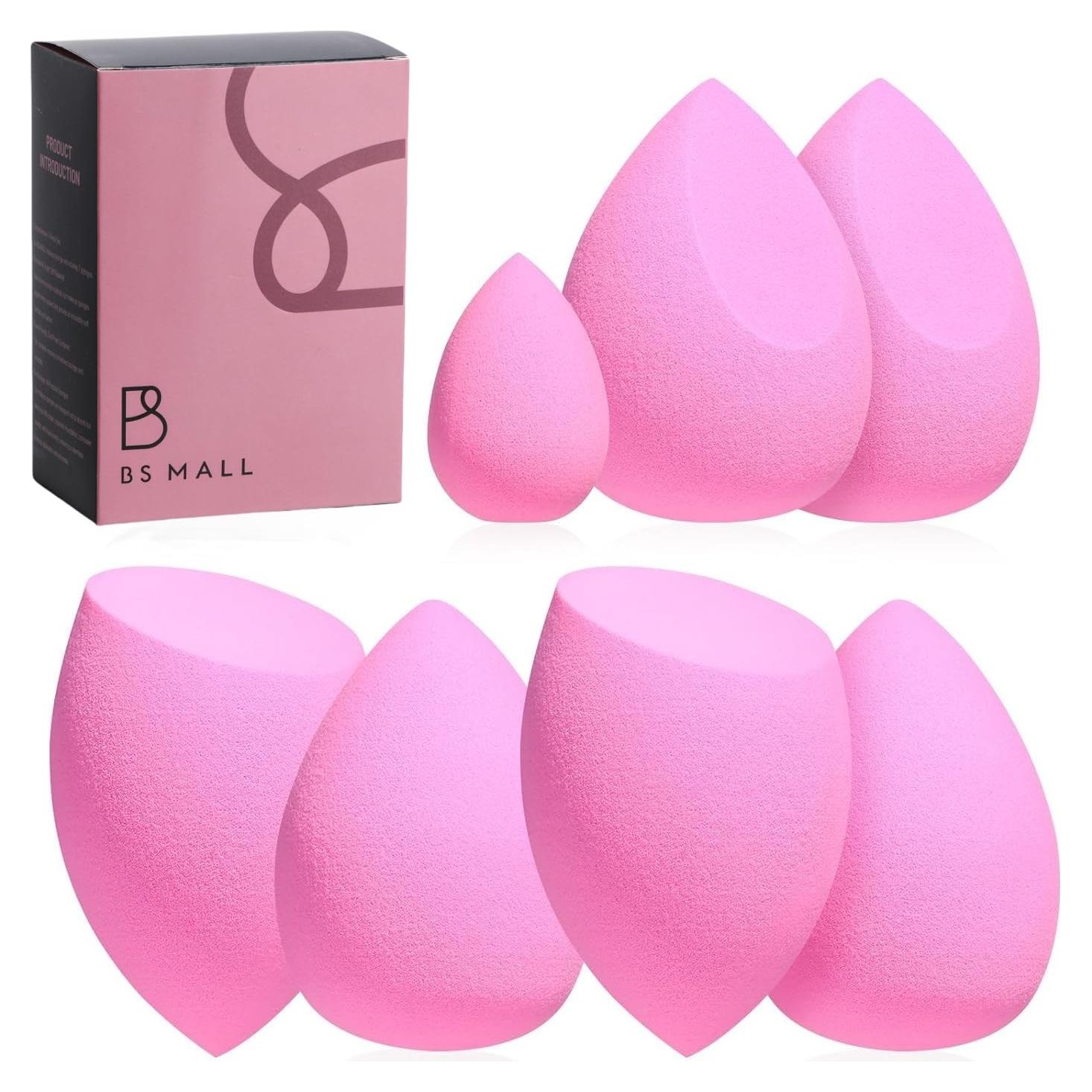Juego de Esponjas de Maquillaje BS-MALL 7 Pcs Rosa Veganas