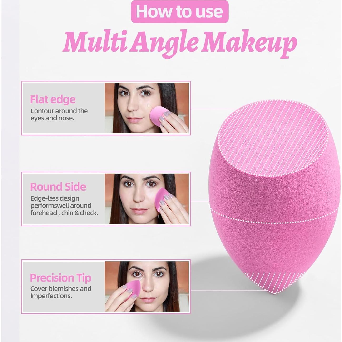 Juego de Esponjas de Maquillaje BS-MALL 7 Pcs Rosa Veganas