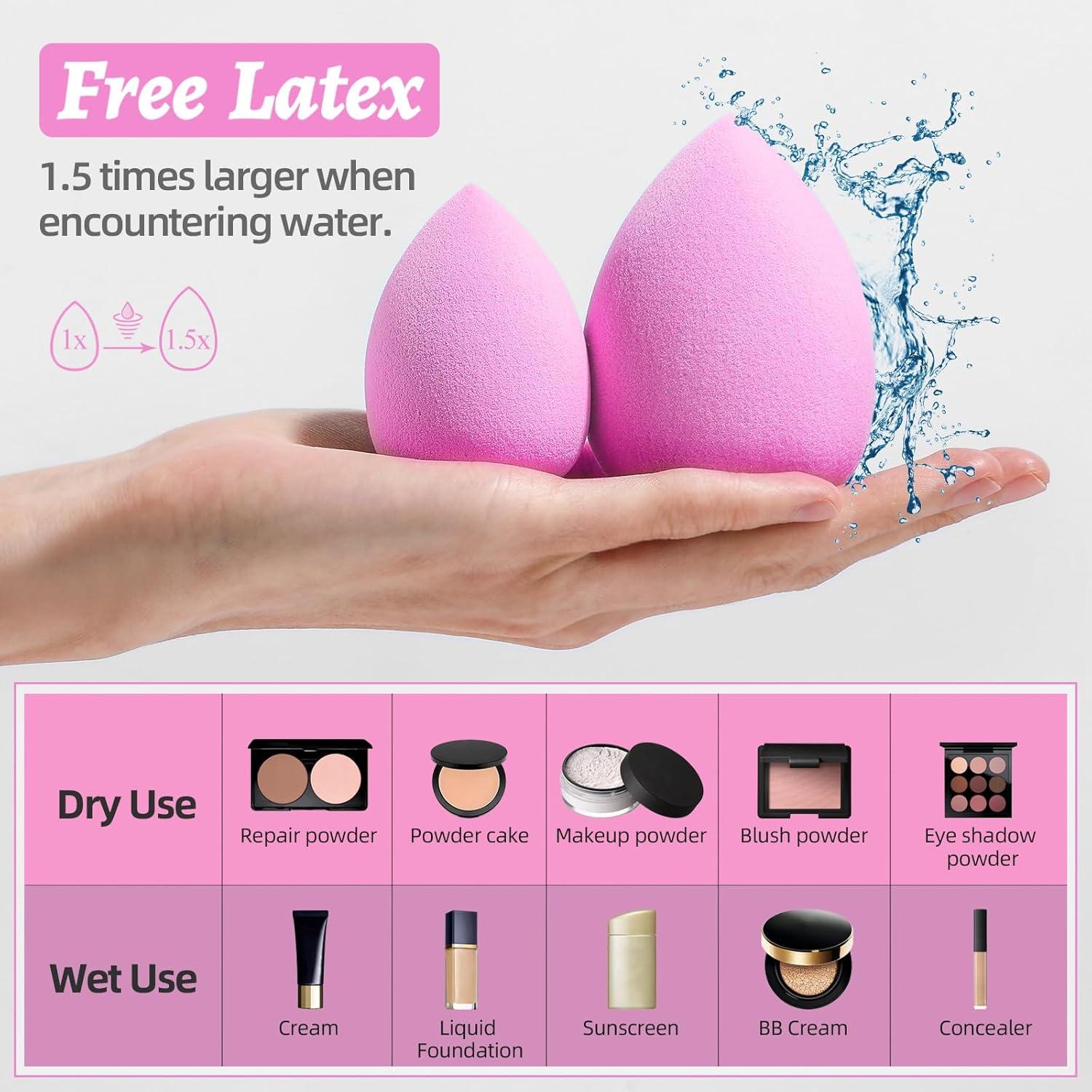 Juego de Esponjas de Maquillaje BS-MALL 7 Pcs Rosa Veganas