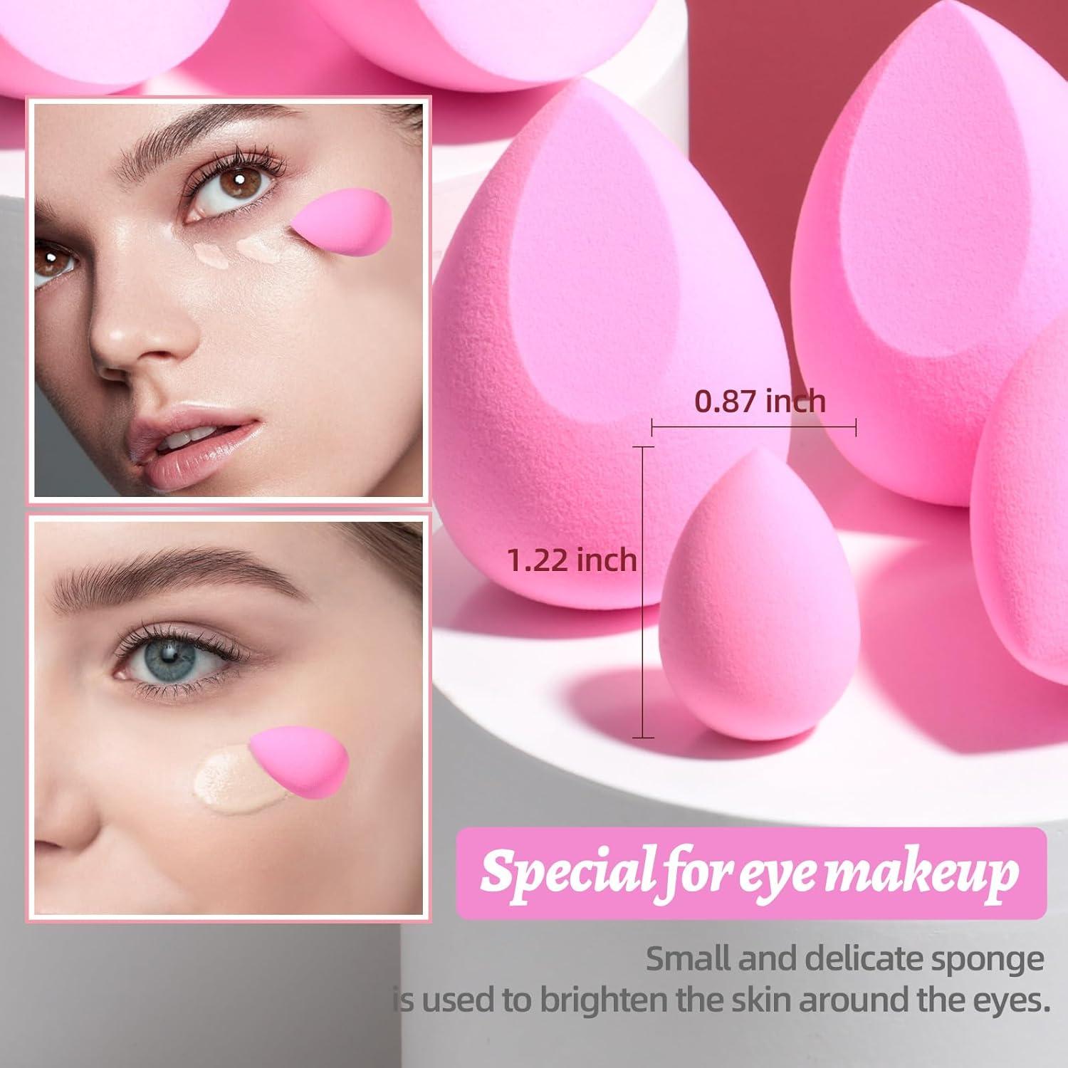 Juego de Esponjas de Maquillaje BS-MALL 7 Pcs Rosa Veganas