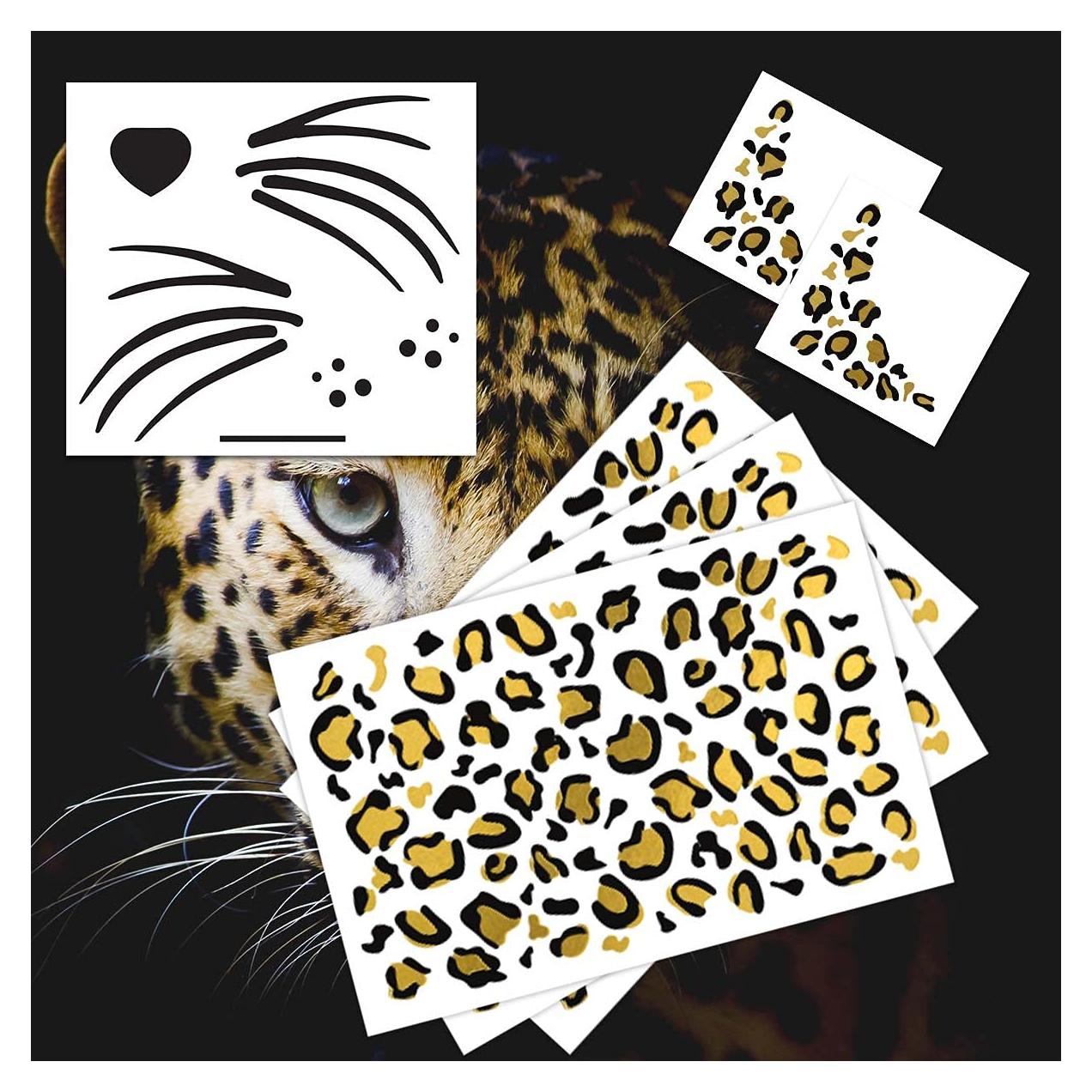 Kit de Tatuajes Temporales Leopardo - 6 Hojas Halloween