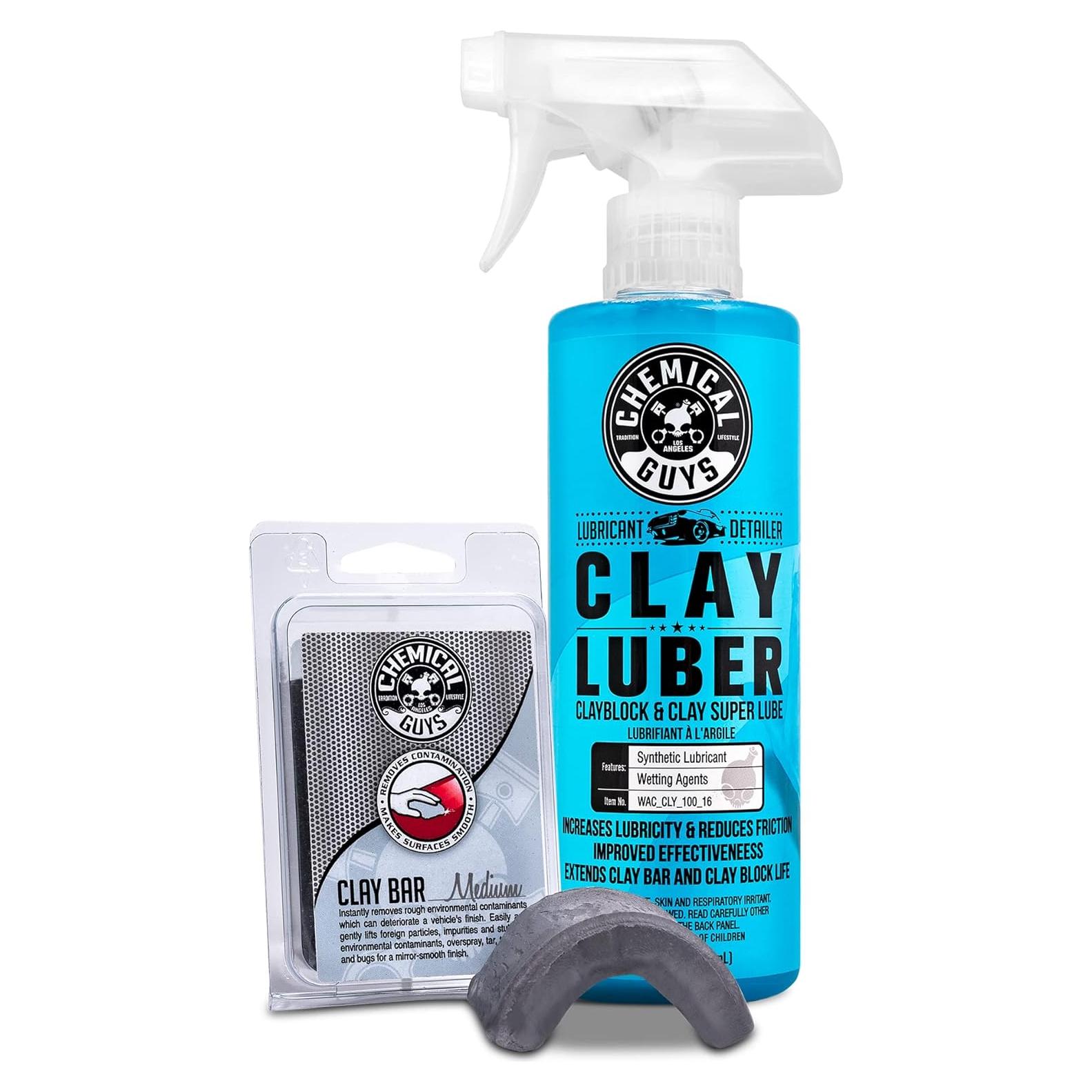 Kit de Barra de Arcilla Media Chemical Guys + Lubricante 0.45 kg