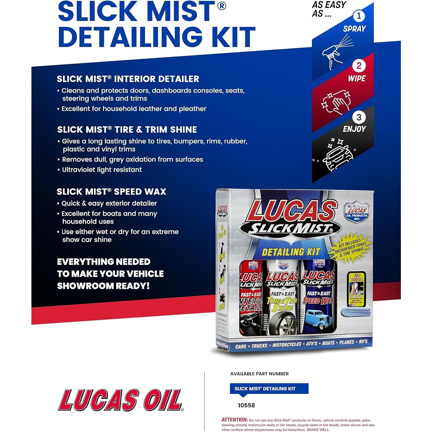 Kit de Detalle Lucas Oil Slick Mist 10558 - Brillo y Protección