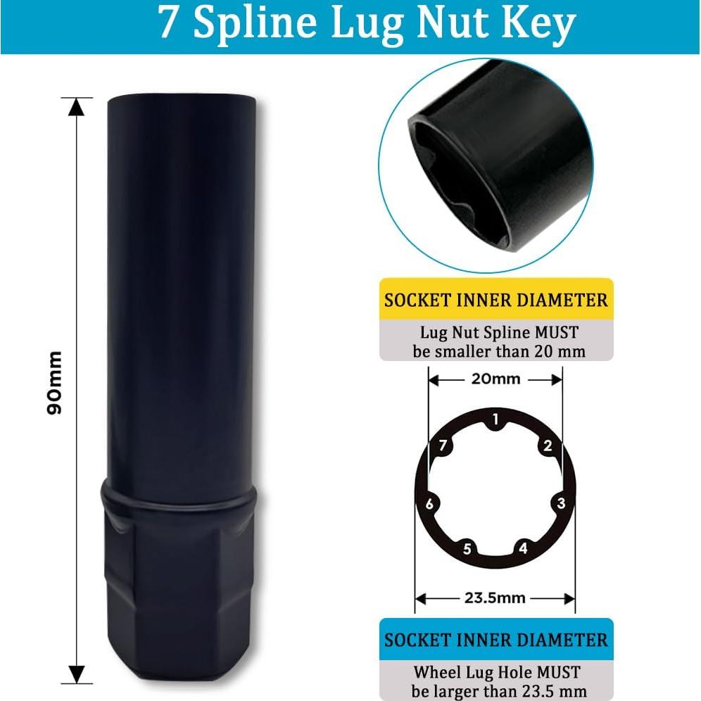 Llave de Tuerca de Bloqueo de Rueda Lecctso 6 y 7 Puntas