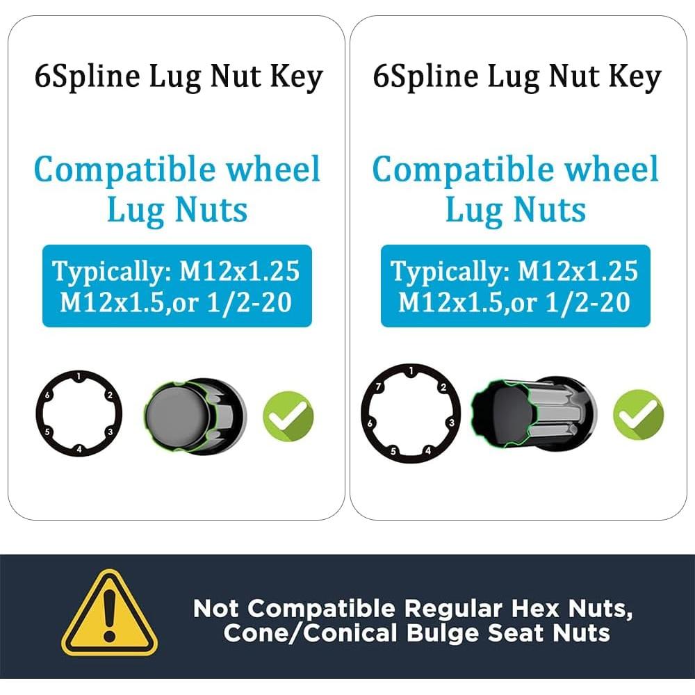 Llave de Tuerca de Bloqueo de Rueda Lecctso 6 y 7 Puntas