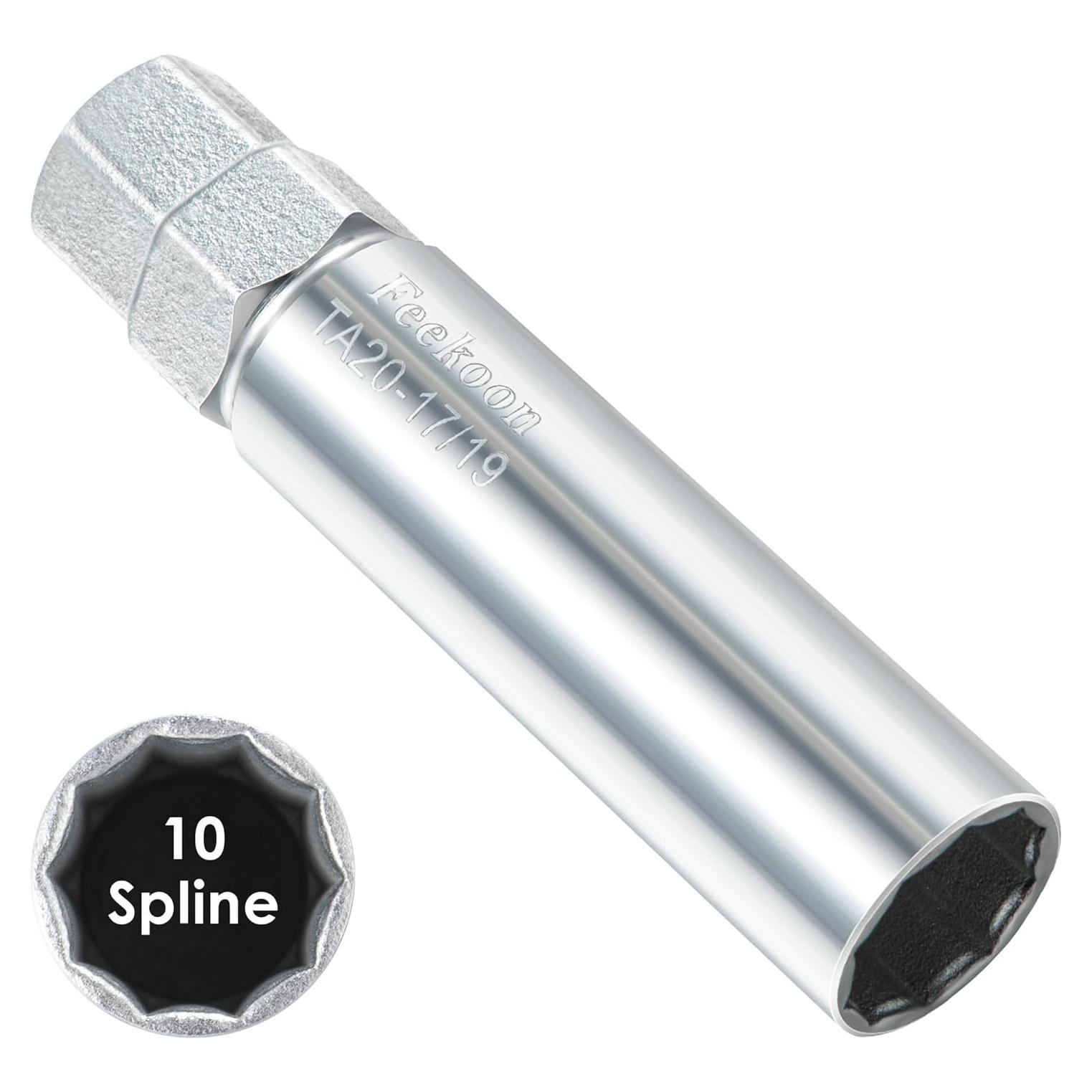 Llave de Tuerca 10 Estrías Feekoon 17mm y 19mm Acero Plata