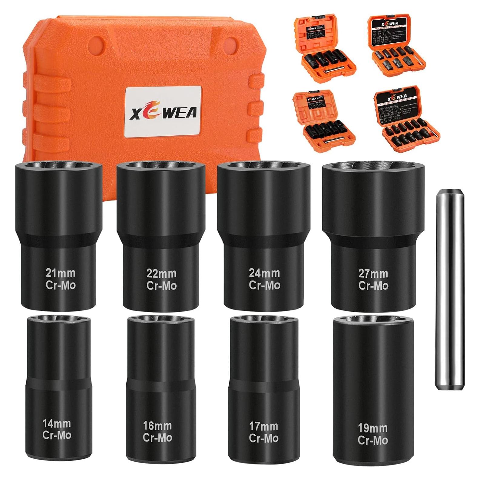 Juego de Extractores de Tuercas XEWEA 9 Piezas 1/2" Drive