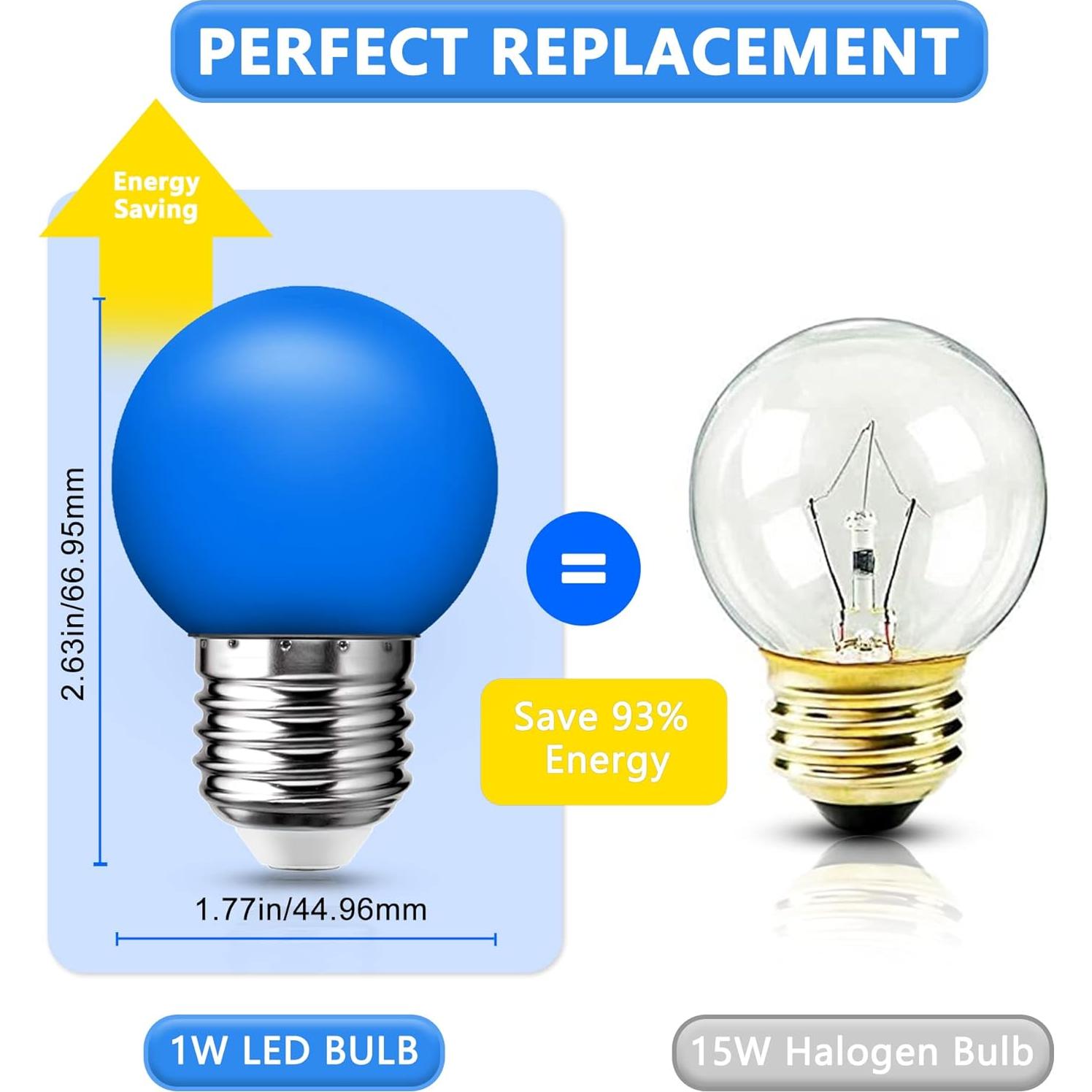 Bombilla LED Azul E26 Flaspar 1W 150lm 6 Paquetes