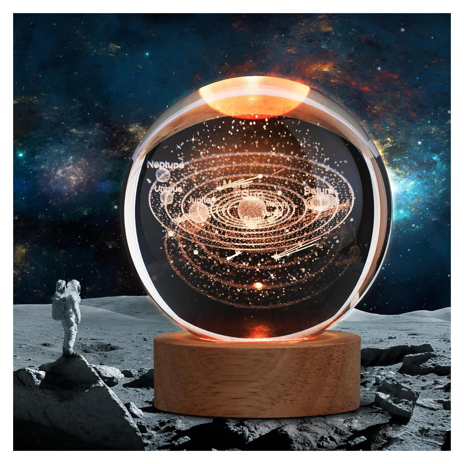 Bola de Cristal 3D Sistema Solar JANARARY 8cm con Control Remoto