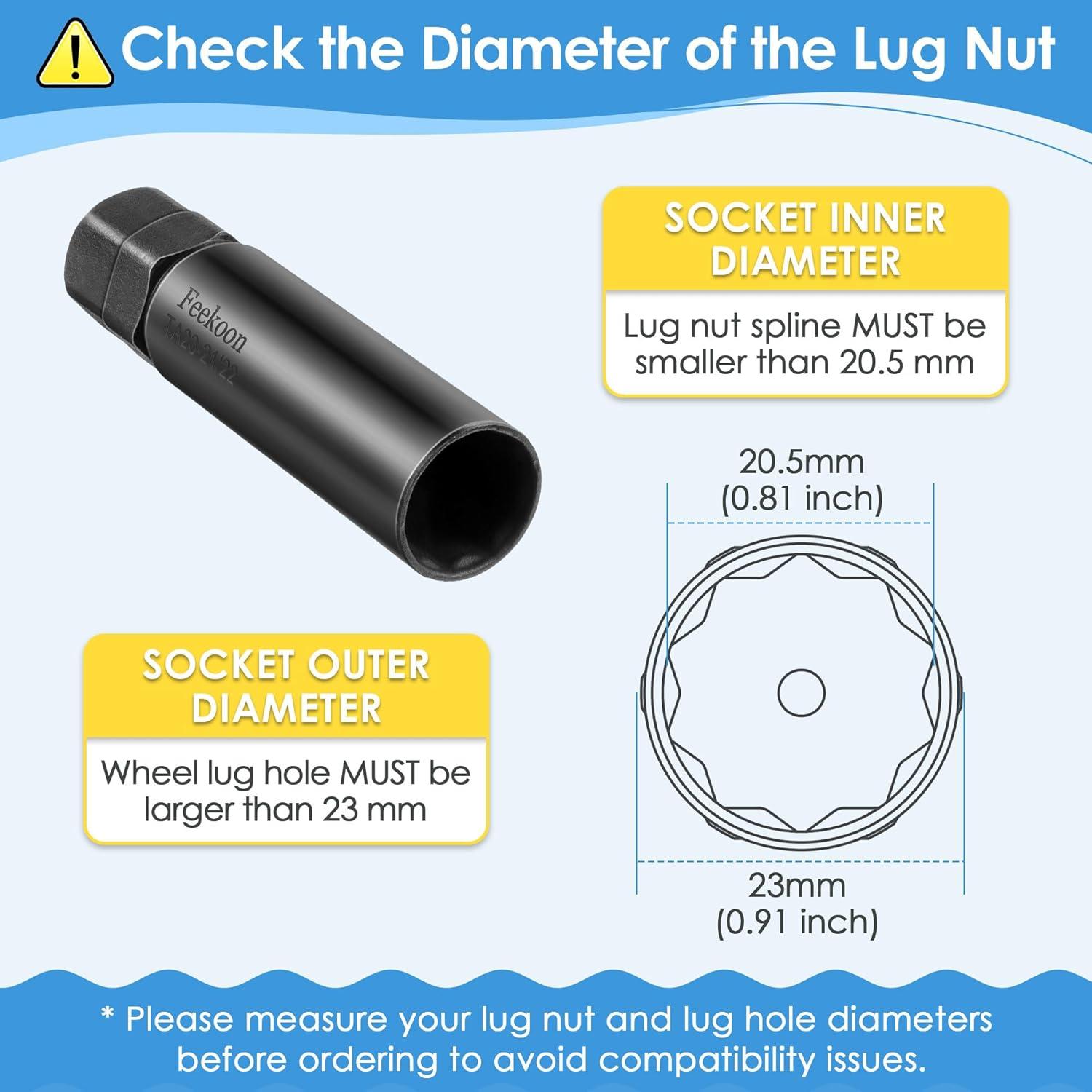 Llave de Tuerca 10 Estrías Feekoon para Camiones y SUVs