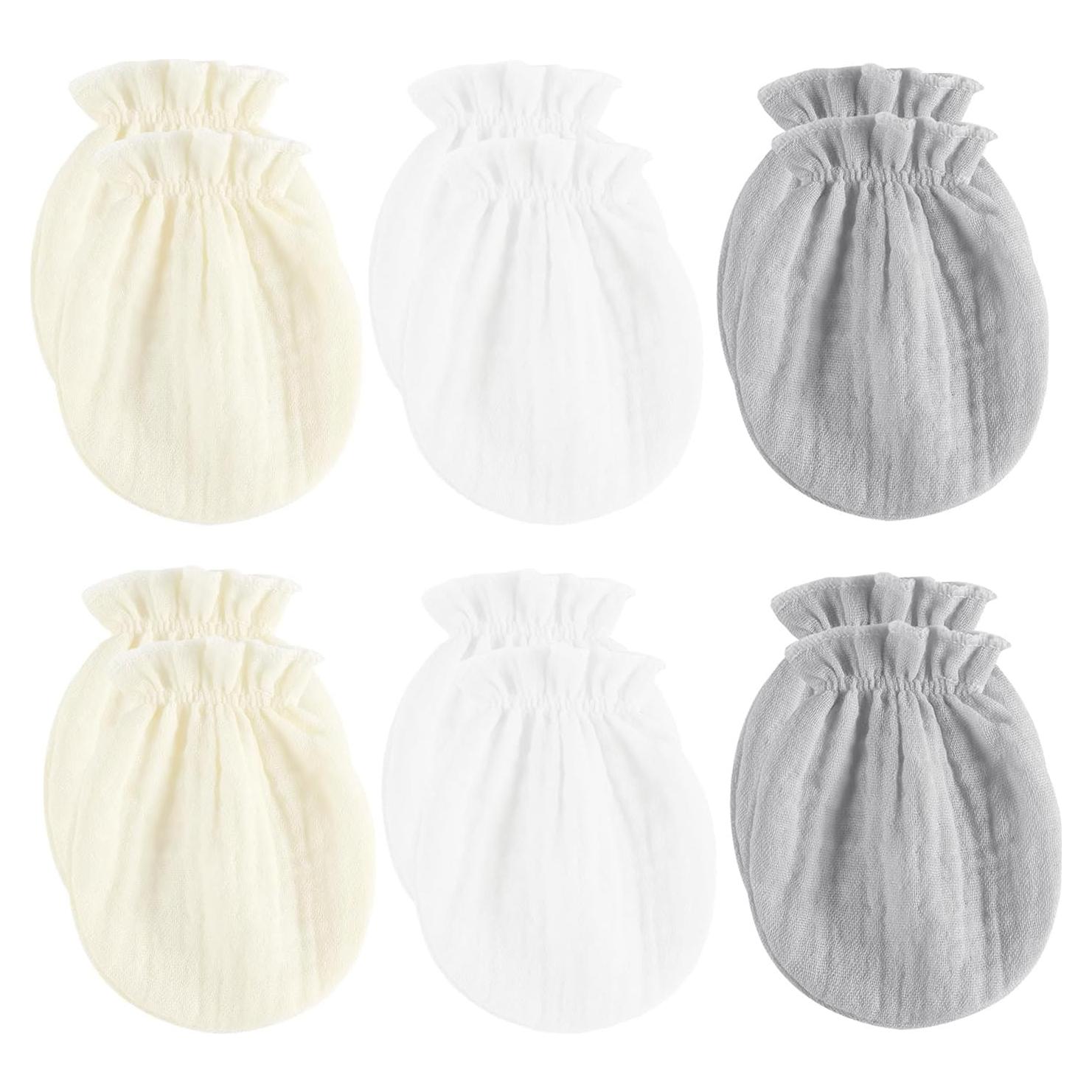 Manoplas para Recién Nacidos No Scratch 100% Algodón 6 Piezas