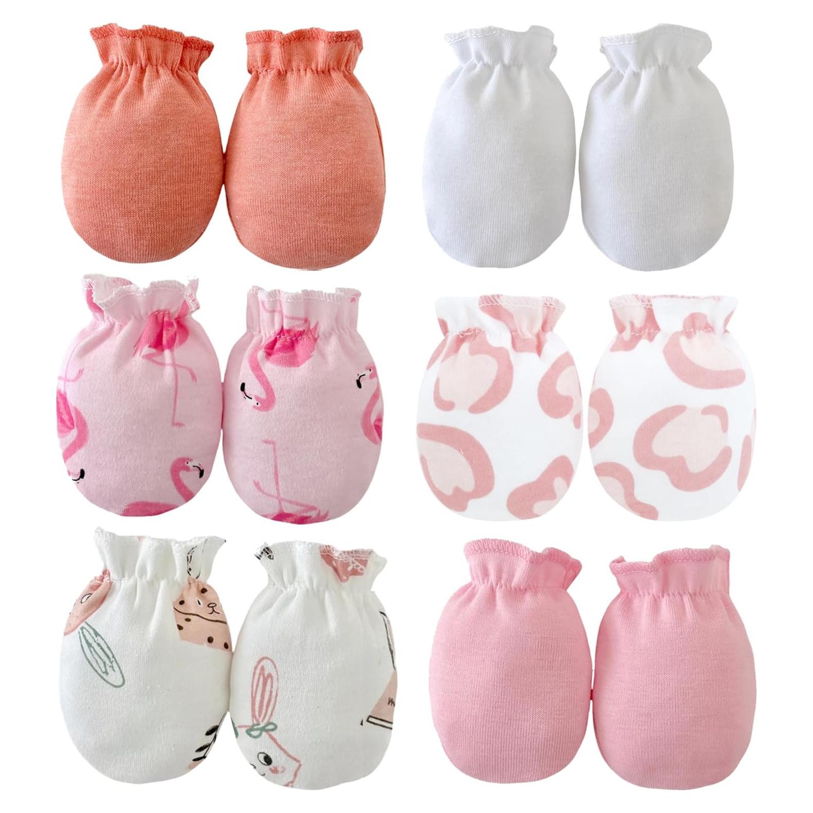 Manoplas Antirrasguños para Bebés PandaEar - 6 Pares Algodón 0-6 Meses