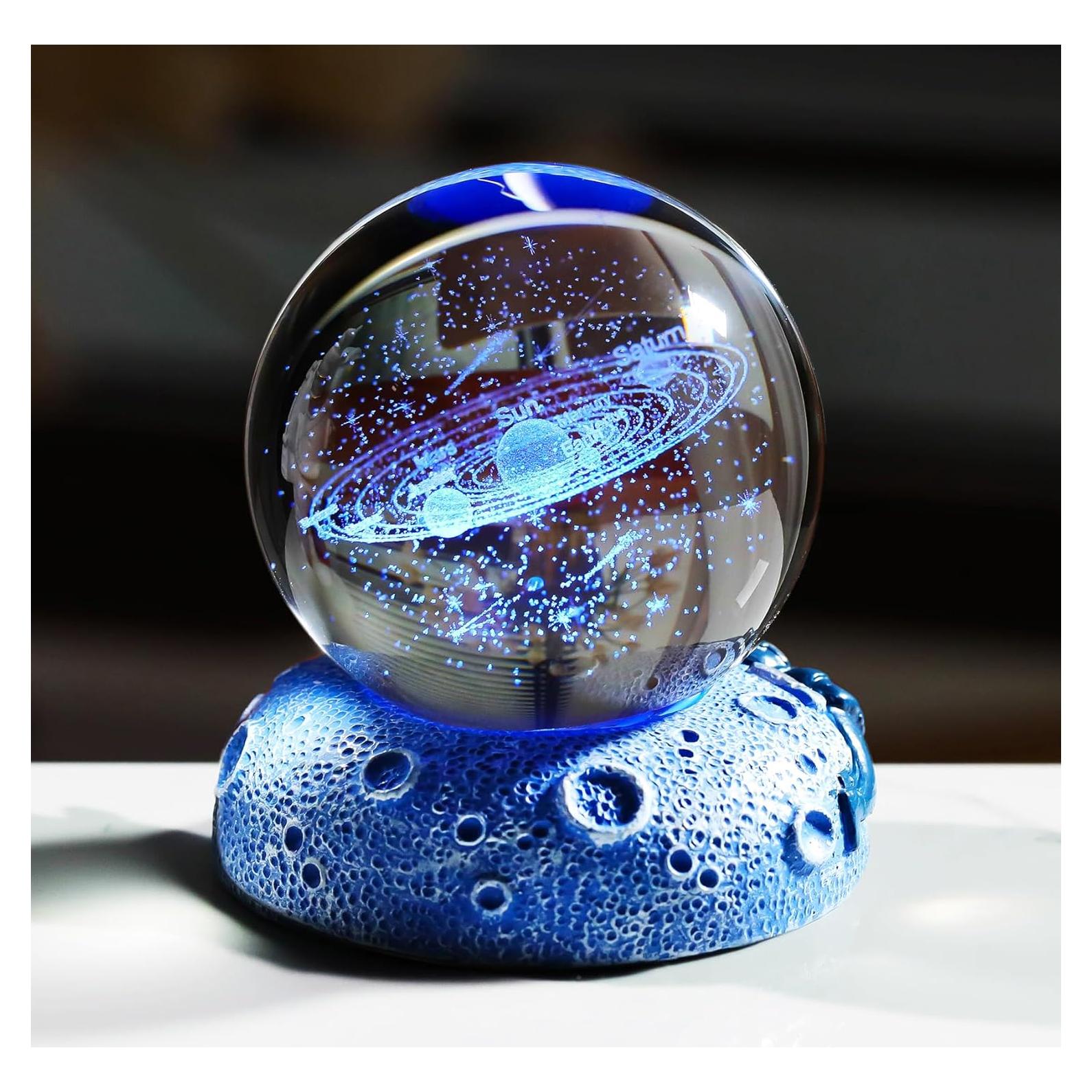 Bola de Cristal 3D del Sistema Solar Ornalrist 6 cm con Base LED