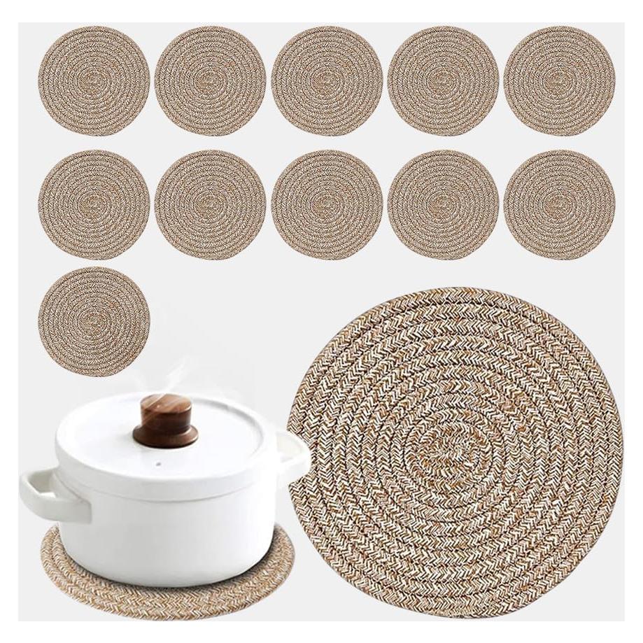 Juego de Posavasos de Algodón Garkup 20 cm - 12 Piezas