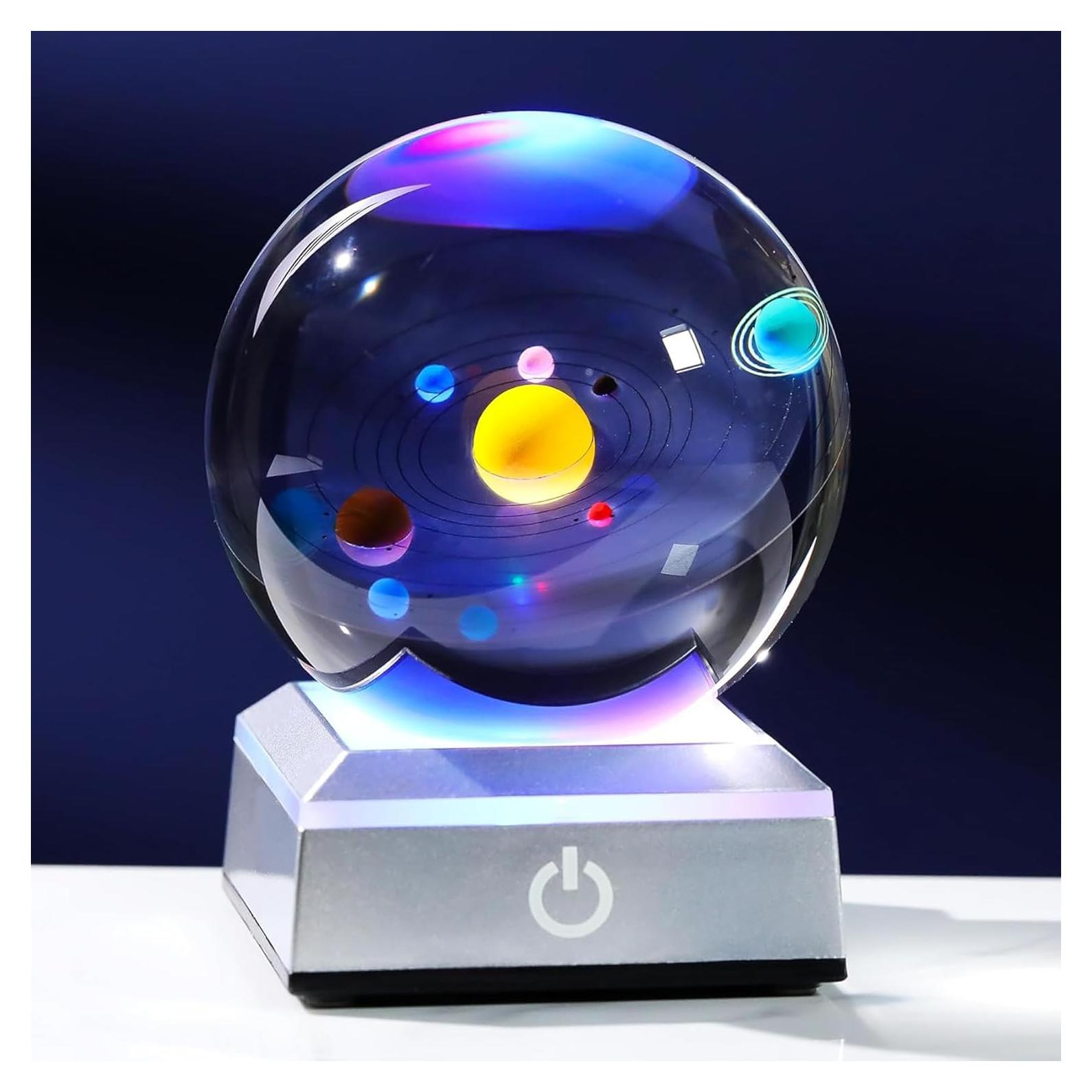 Bola de Cristal 3D Sistema Solar QIANCHANG 8 cm Luz Nocturna