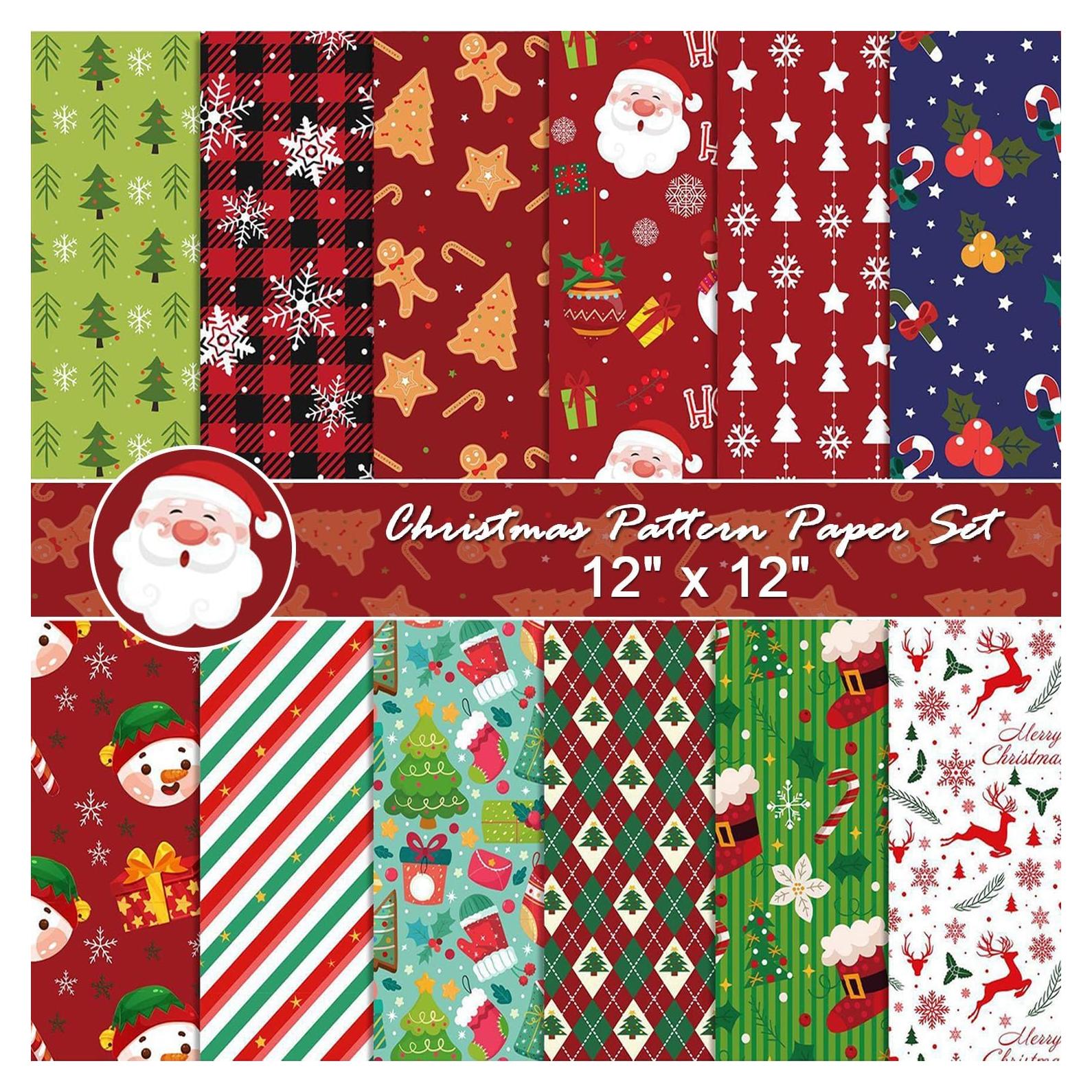 Juego de Papel de Patrón Navideño Sorkwo 24 Hojas 30.48cm